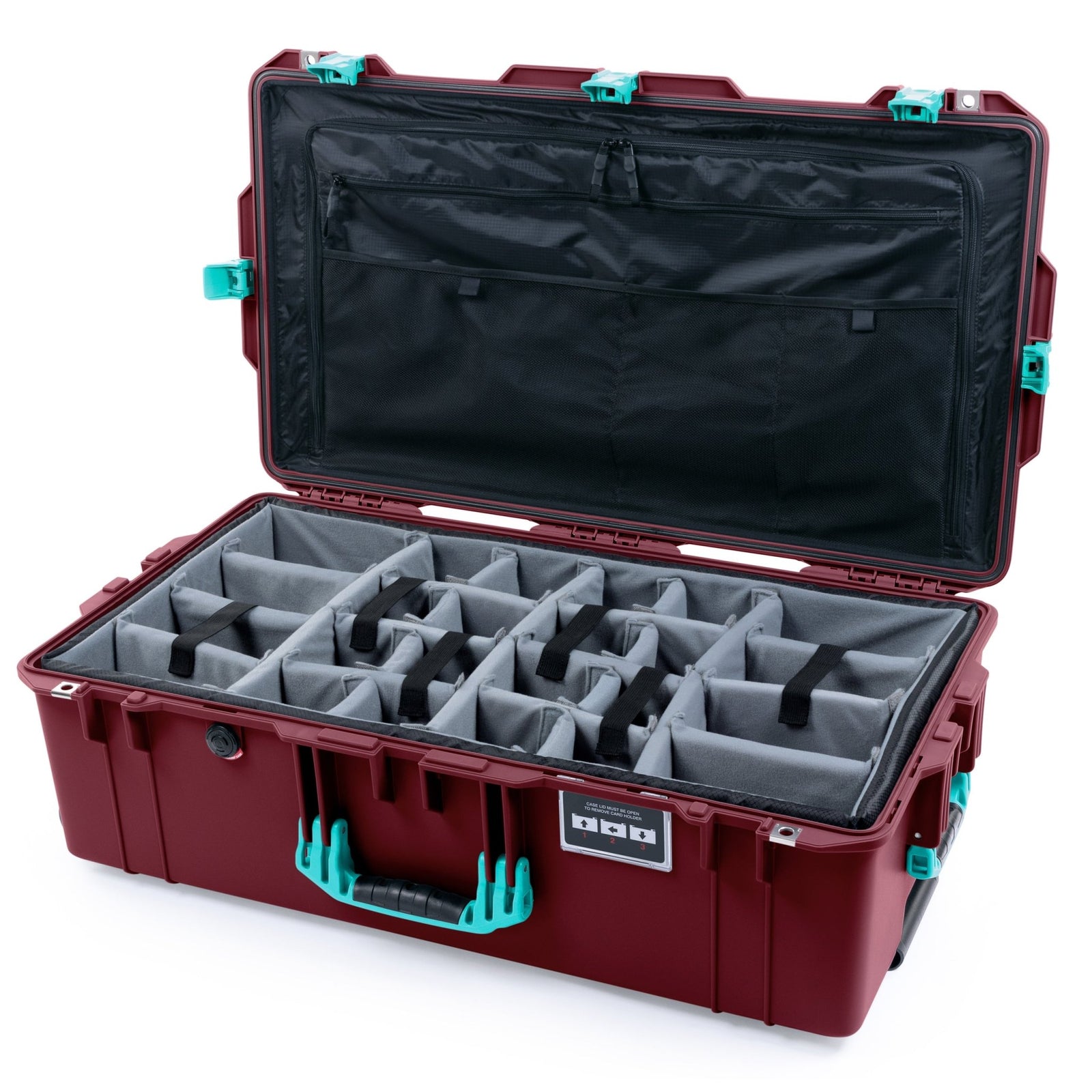 Pelican 1615 Air Case - Oxblood & Teal - Padded Microfiber Dividers / TRVL Lid Organizer