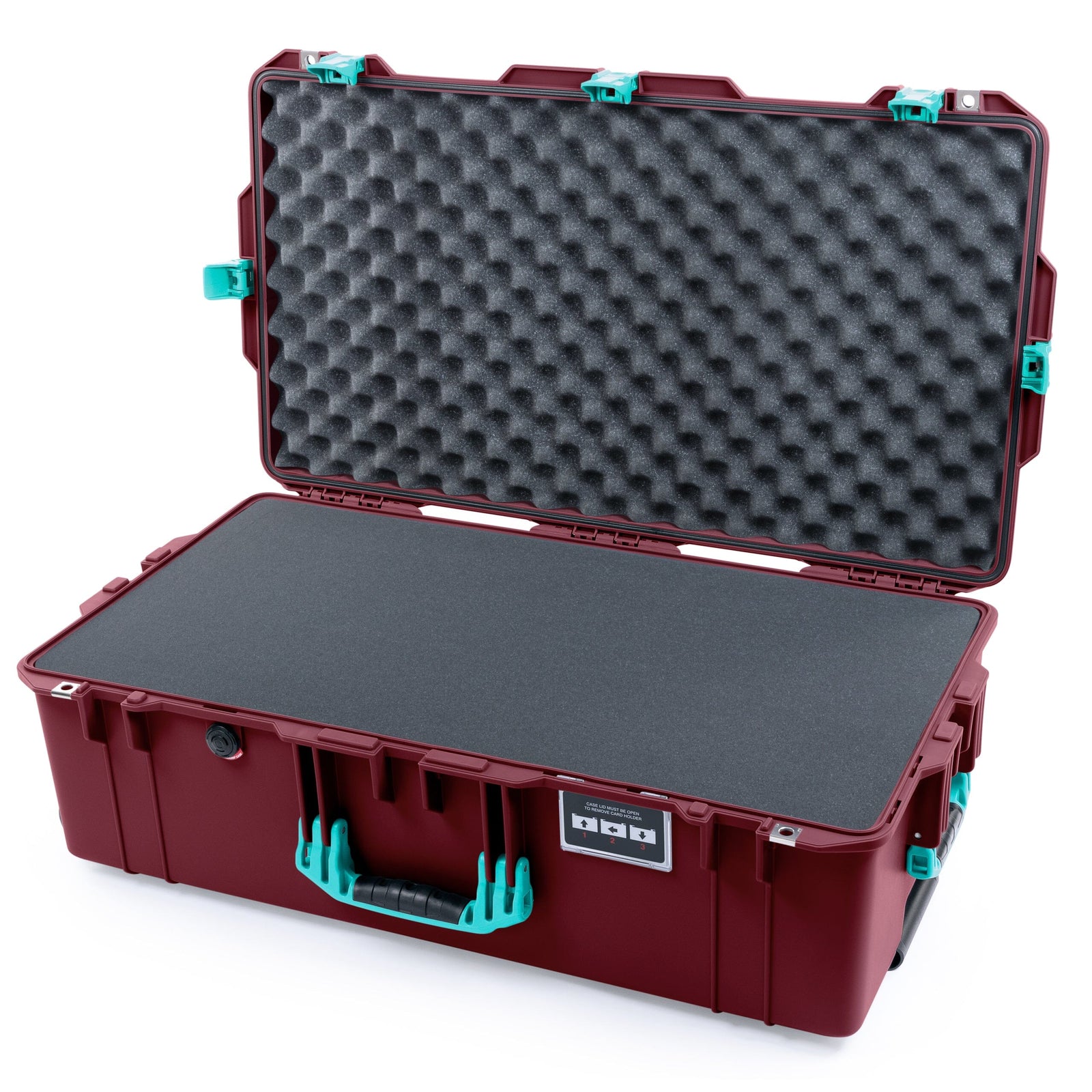 Pelican 1615 Air Case - Oxblood & Teal Trolley Pick & Pluck Foam with Convoluted Lid Foam ColorCase 016150-0001-510-591-590