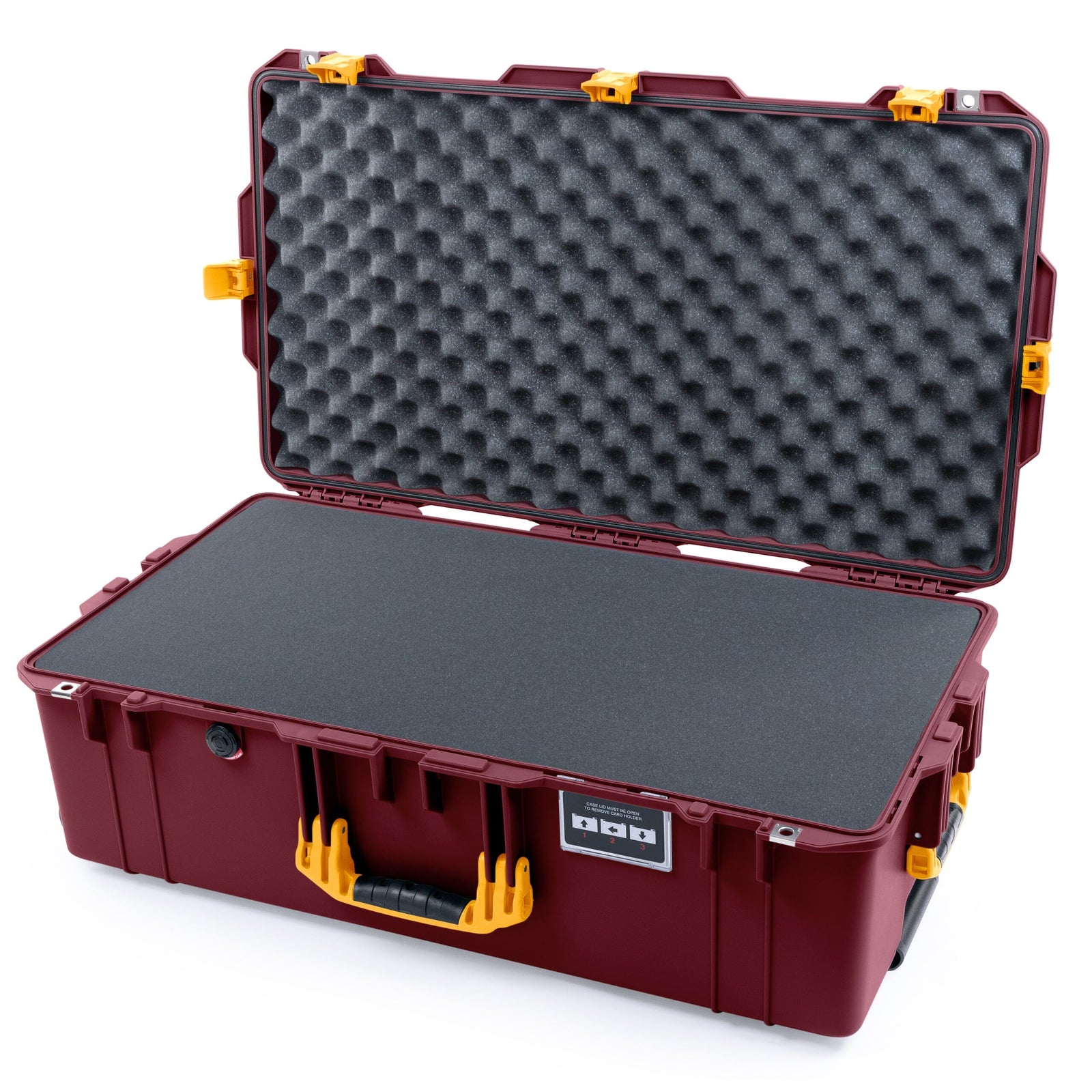 Pelican 1615 Air Case - Oxblood & Yellow Trolley Pick & Pluck Foam with Convoluted Lid Foam ColorCase 016150-0001-510-241-240