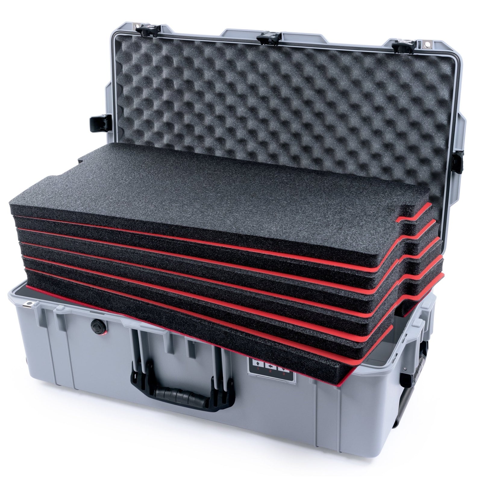 Pelican 1615 Air Case - Silver & Black TSA Latches - DIY Tool Foam Kit / Convoluted Lid Foam