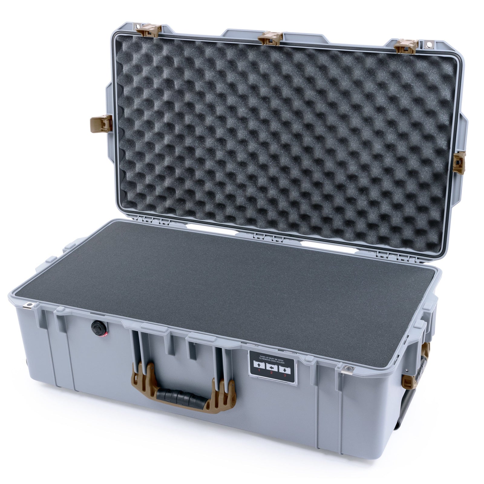 Pelican 1615 Air Case - Silver & Dark Desert Dirt Trolley Pick & Pluck Foam / Convoluted Lid Foam ColorCase 016150-0001-180-581-580