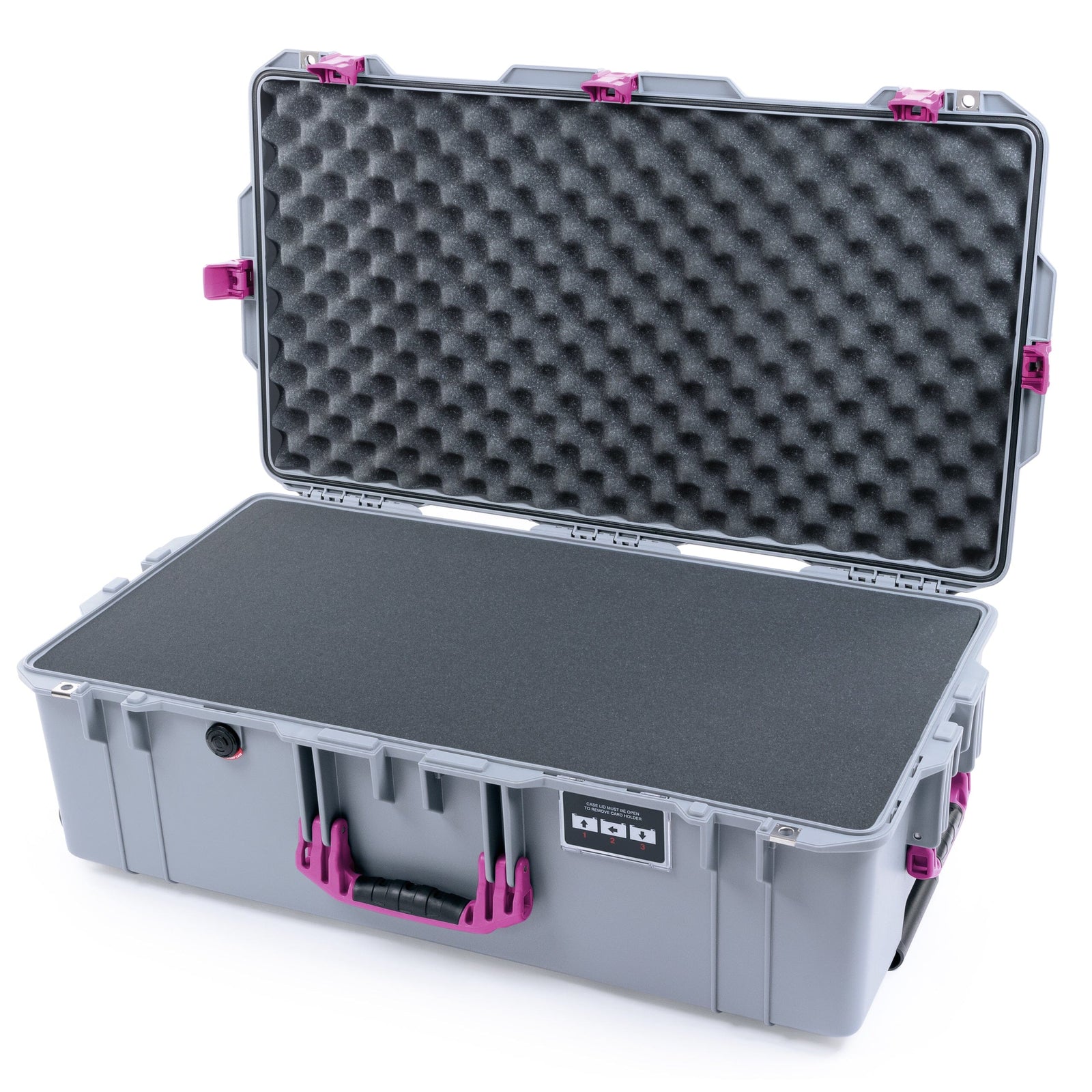 Pelican 1615 Air Case - Silver & Magenta Trolley Pick & Pluck Foam / Convoluted Lid Foam ColorCase 016150-0001-180-401-400
