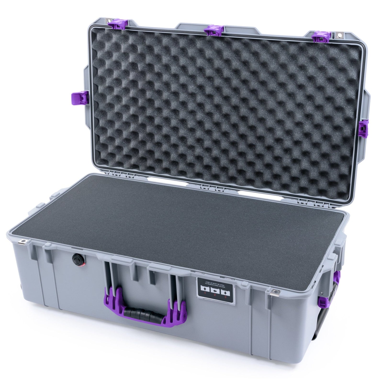 Pelican 1615 Air Case - Silver & Purple Trolley Pick & Pluck Foam / Convoluted Lid Foam ColorCase 016150-0001-180-371-370
