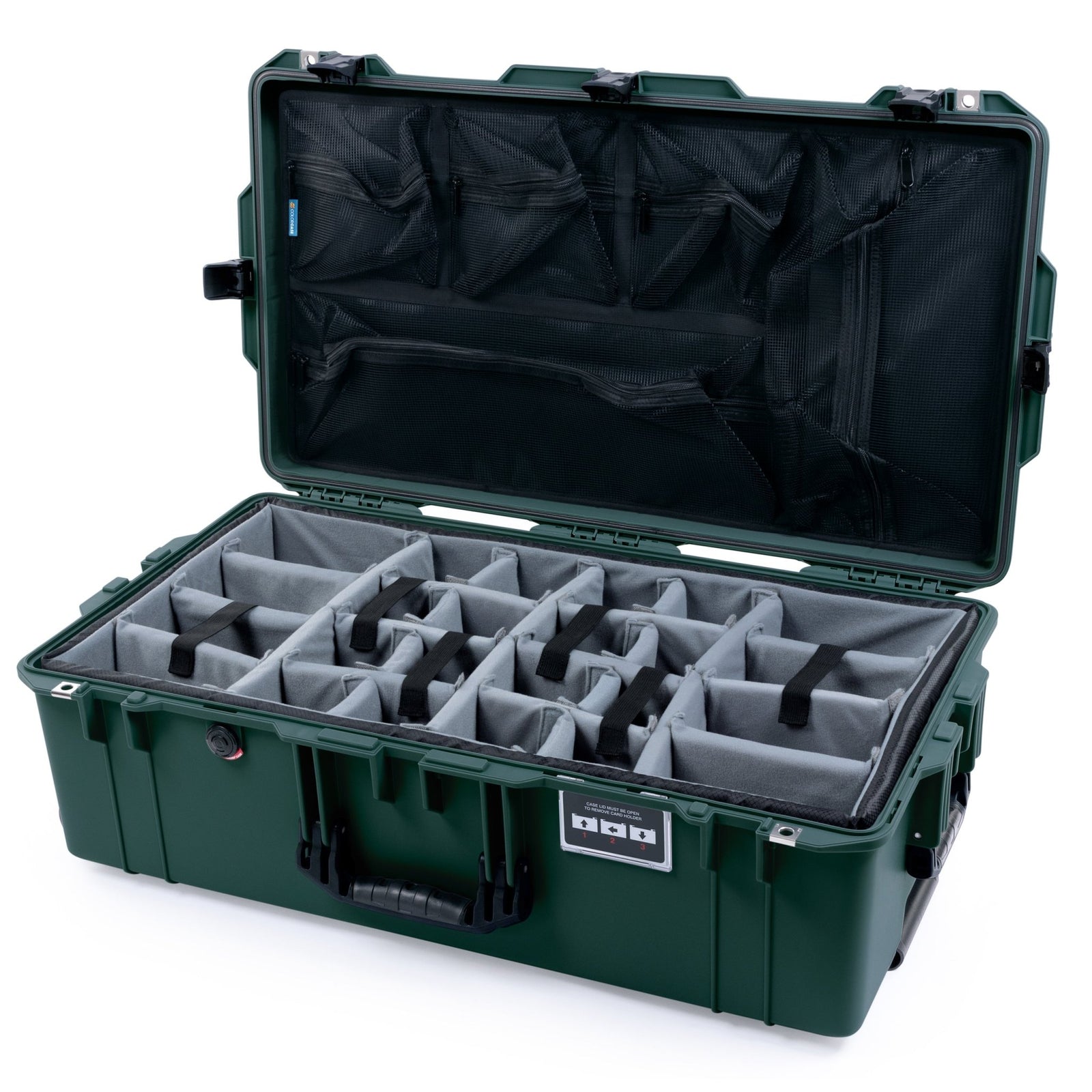 Pelican 1615 Air Case - Trekking Green & Black - Padded Microfiber Dividers / Mesh Lid Organizer