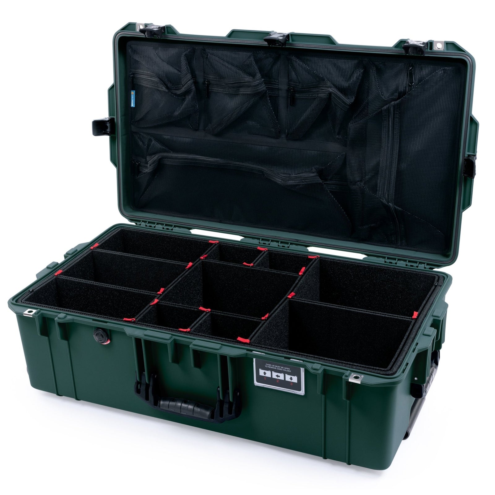 Pelican 1615 Air Case - Trekking Green & Black TSA Latches - TrekPak Divider System / Mesh Lid Organizer