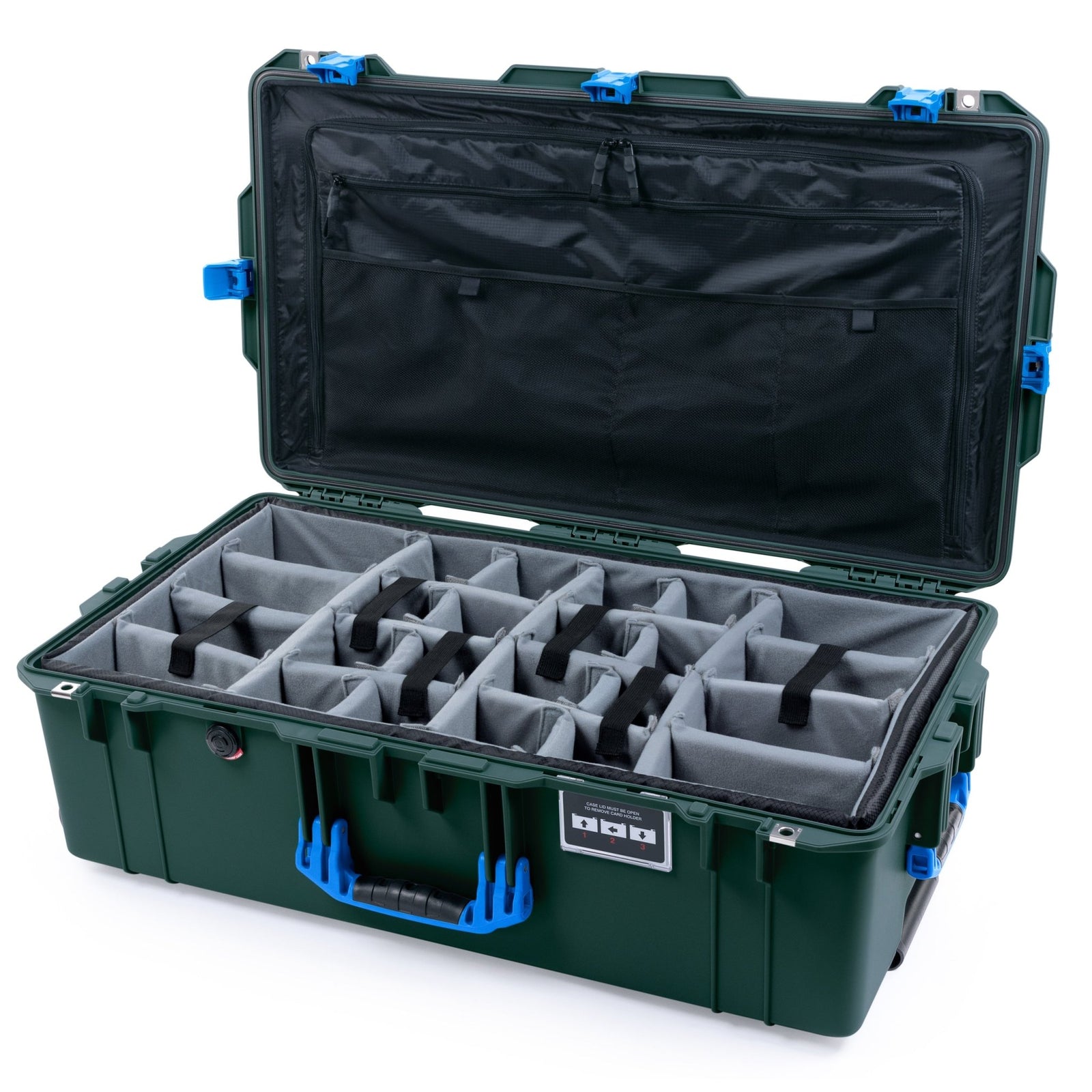 Pelican 1615 Air Case - Trekking Green & Blue - Padded Microfiber Dividers / TRVL Lid Organizer