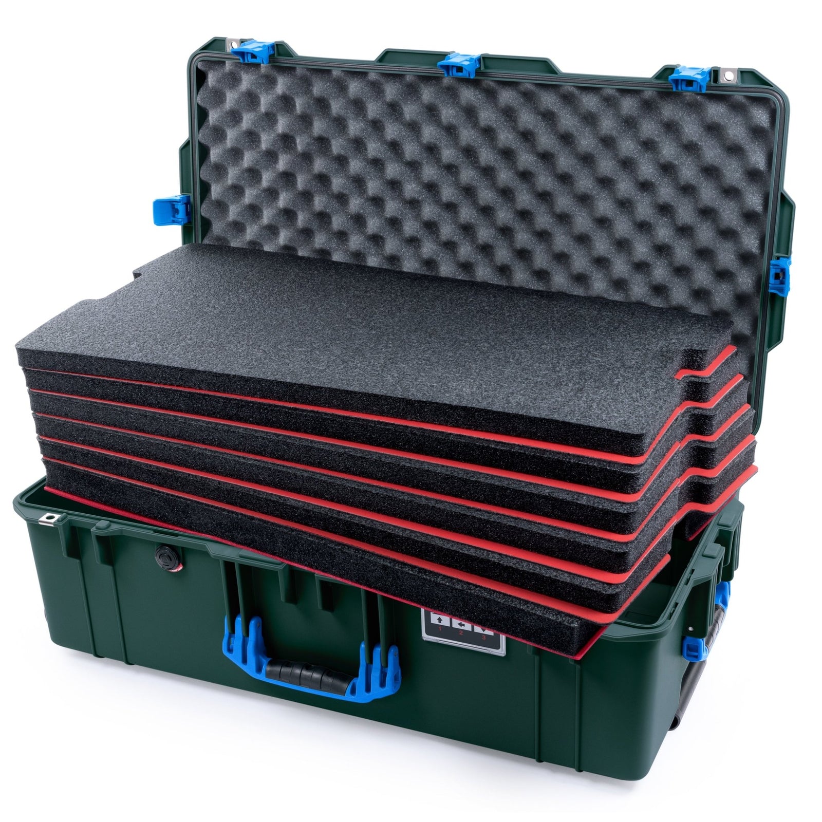 Pelican 1615 Air Case - Trekking Green & Blue - DIY Tool Foam Kit / Convoluted Lid Foam