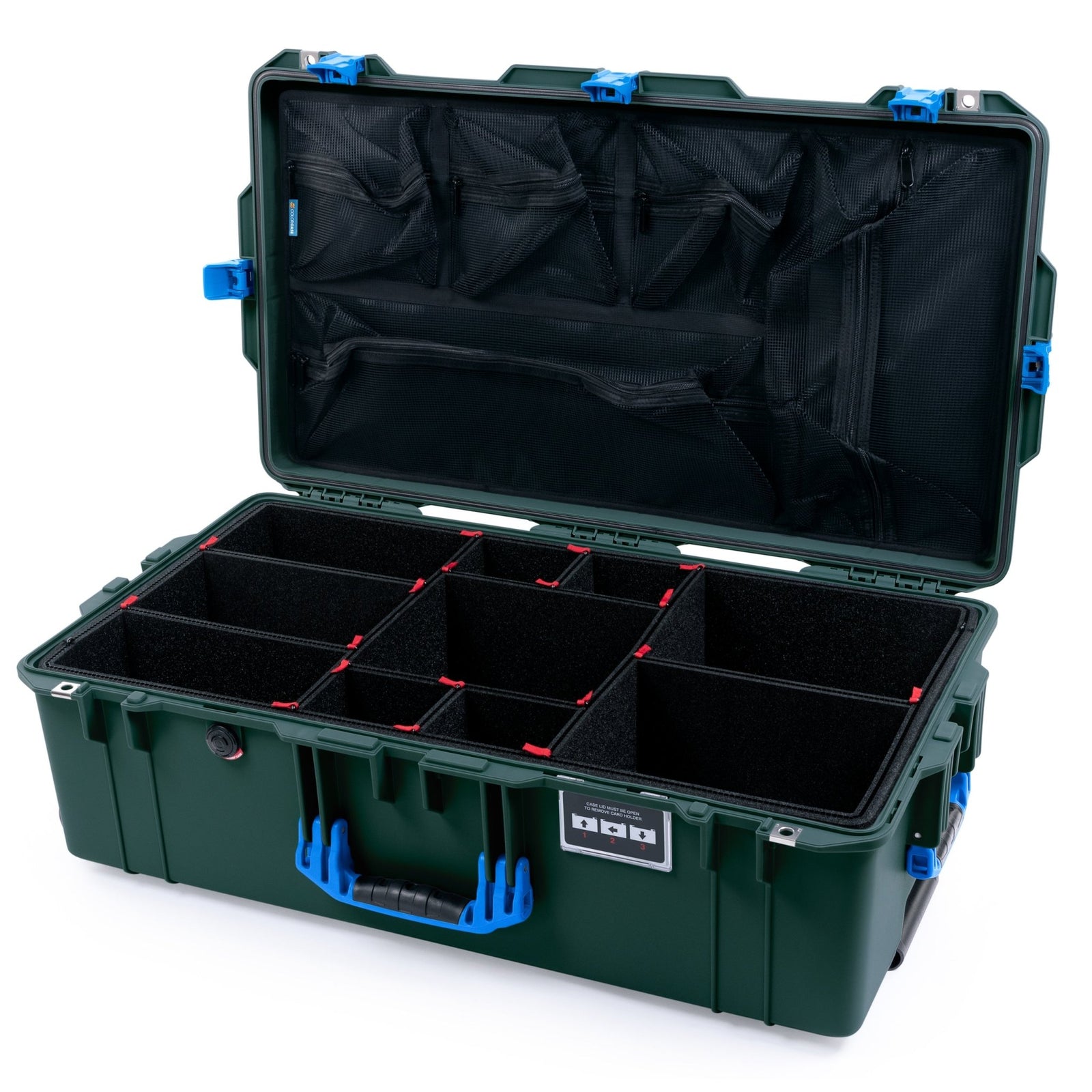Pelican 1615 Air Case - Trekking Green & Blue - TrekPak Divider System / Mesh Lid Organizer
