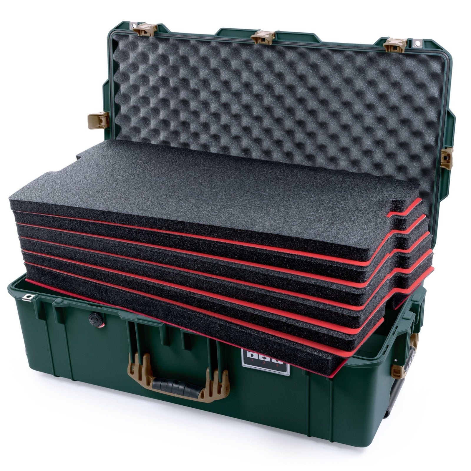 Pelican 1615 Air Case - Trekking Green & Dark Desert Dirt Trolley - DIY Tool Foam Kit / Convoluted Lid Foam