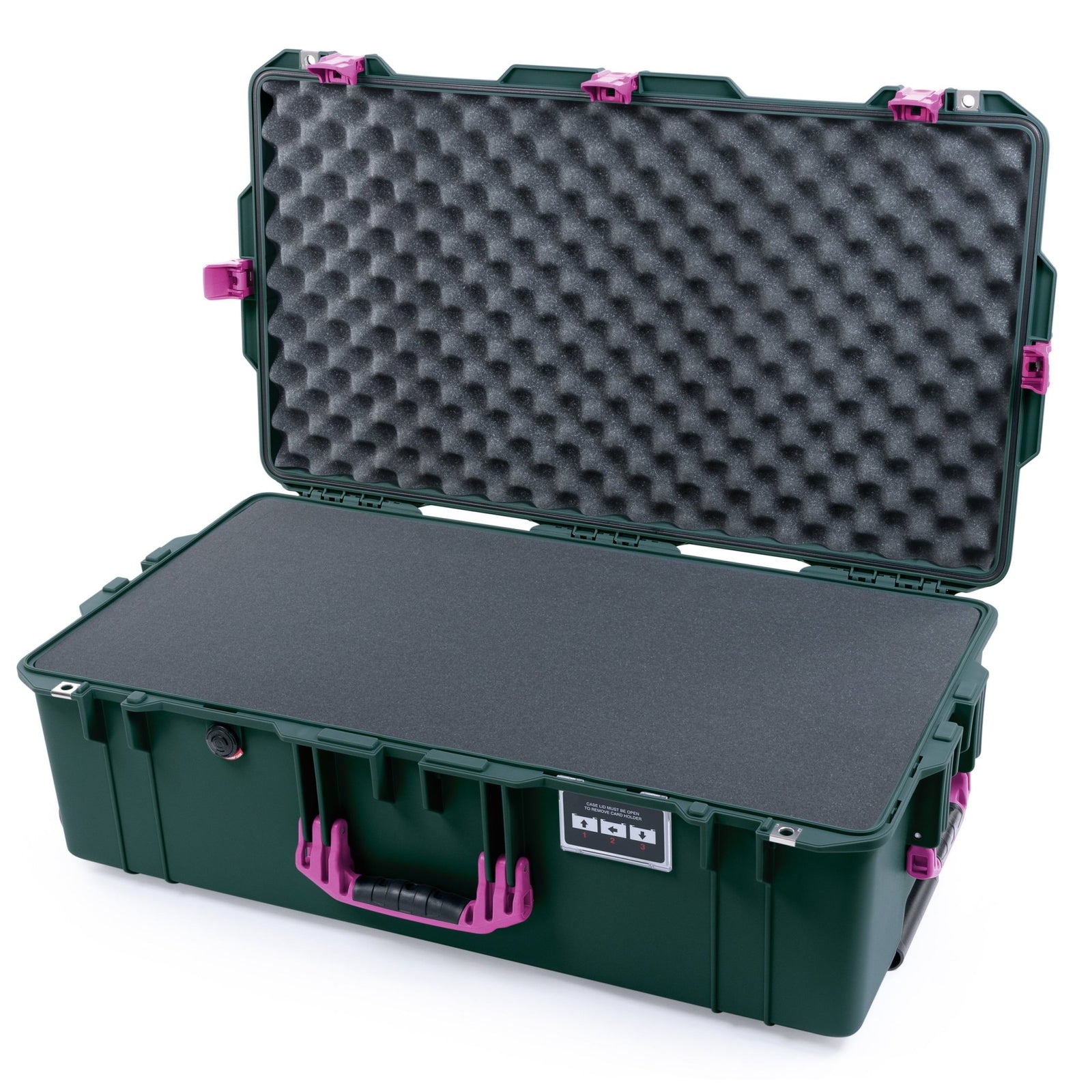 Pelican 1615 Air Case - Trekking Green & Magenta Trolley - Pick & Pluck Foam / Convoluted Lid Foam