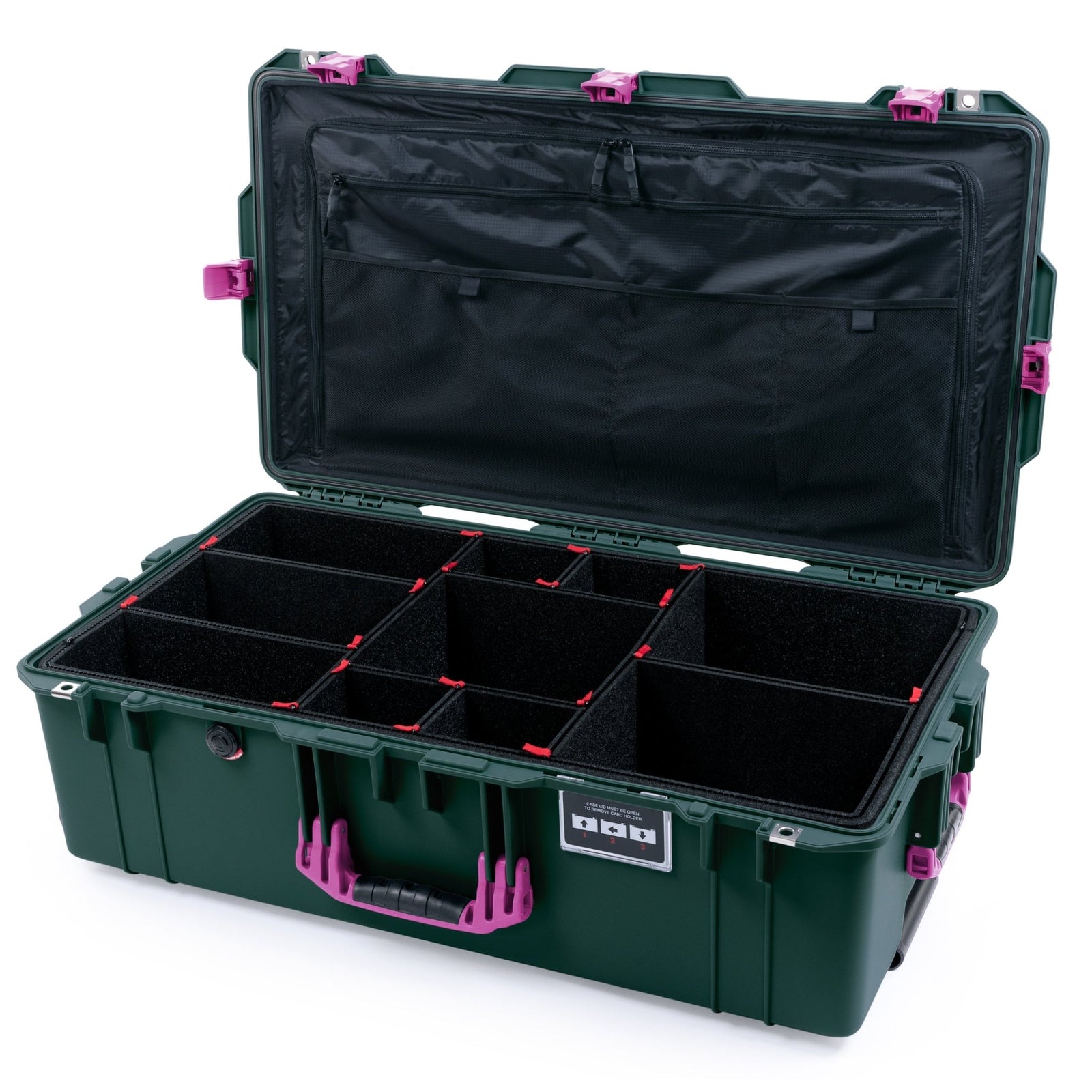 Pelican 1615 Air Case - Trekking Green & Magenta Trolley - TrekPak Divider System / TRVL Lid Organizer