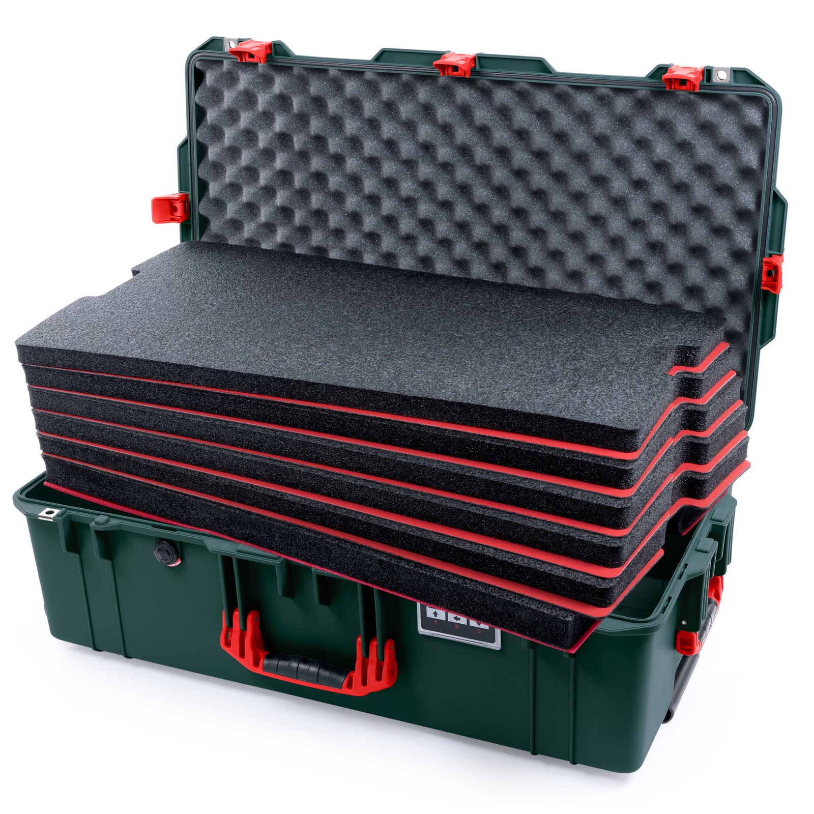 Pelican 1615 Air Case - Trekking Green & Red Trolley
