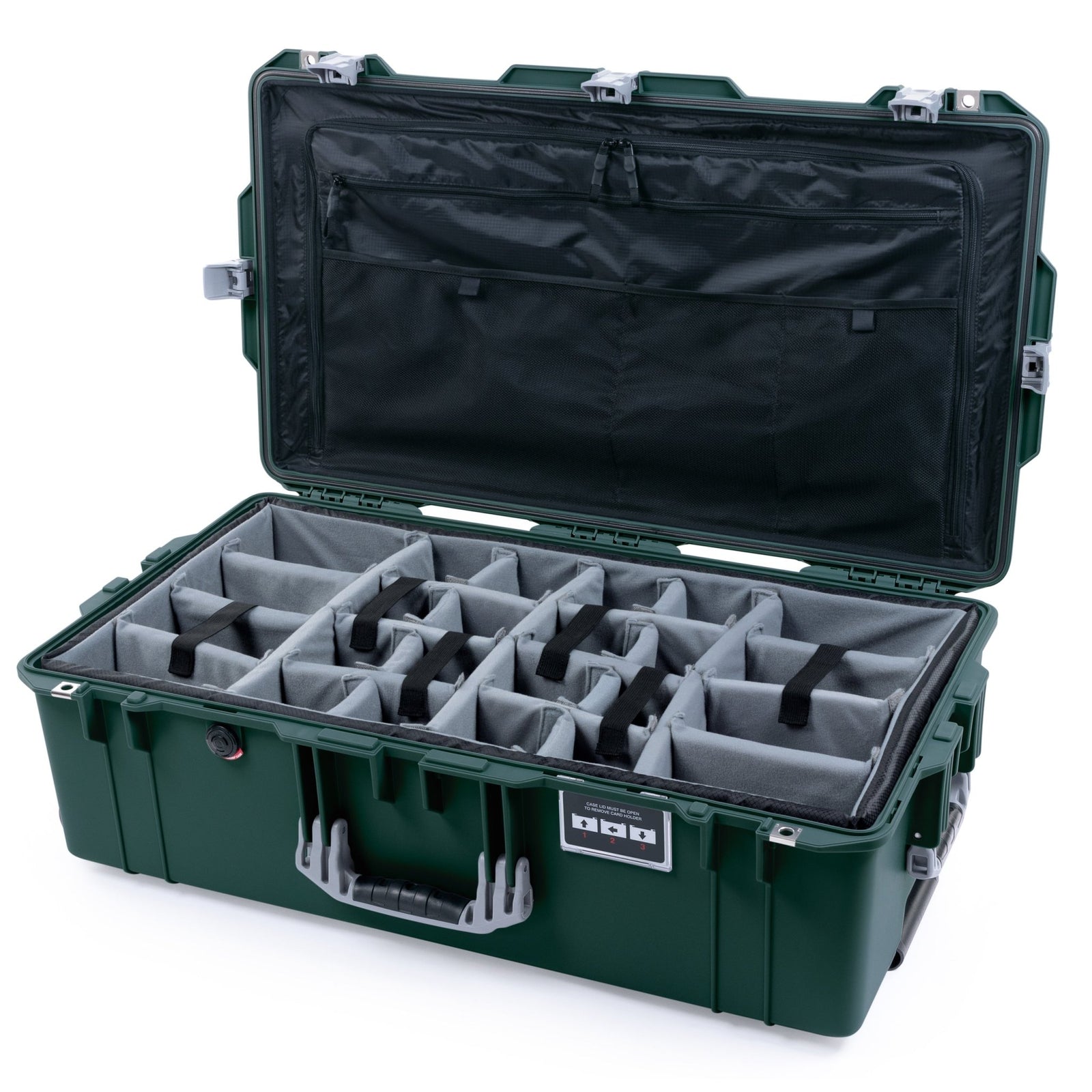 Pelican 1615 Air Case - Trekking Green & Silver - Padded Microfiber Dividers / TRVL Lid Organizer