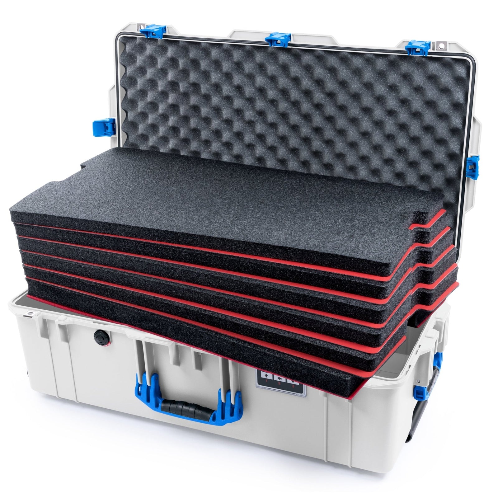 Pelican 1615 Air Case - Whiteout & Blue - DIY Tool Foam Kit / Convoluted Lid Foam