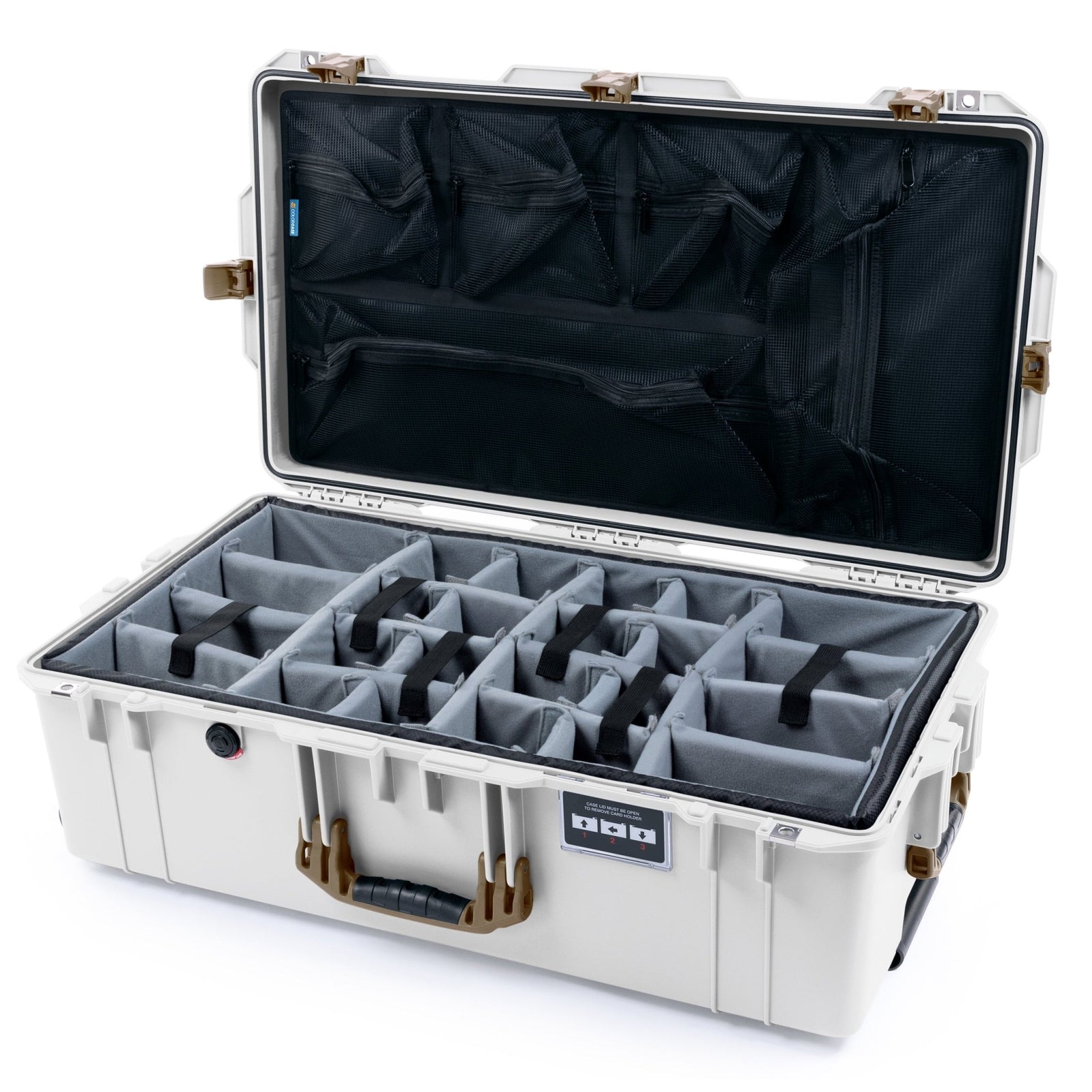 Pelican 1615 Air Case - Whiteout & Dark Desert Dirt - Padded Microfiber Dividers / Mesh Lid Organizer