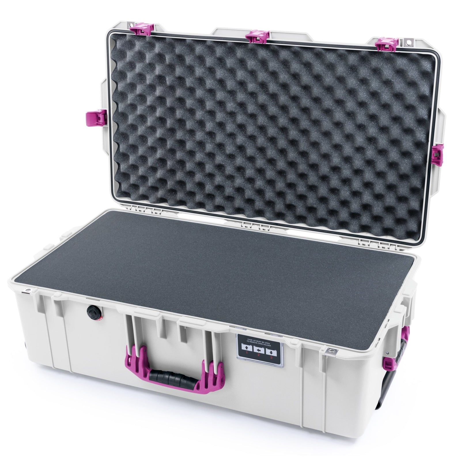 Pelican 1615 Air Case - Whiteout & Magenta Trolley - Pick & Pluck Foam / Convoluted Lid Foam