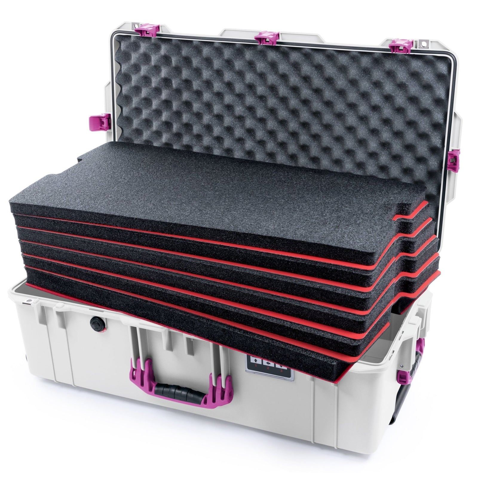 Pelican 1615 Air Case - Whiteout & Magenta Trolley - DIY Tool Foam Kit / Convoluted Lid Foam