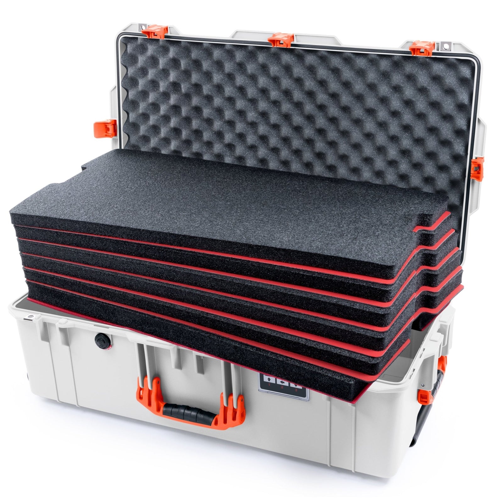 Pelican 1615 Air Case - Whiteout & Orange - DIY Tool Foam Kit / Convoluted Lid Foam