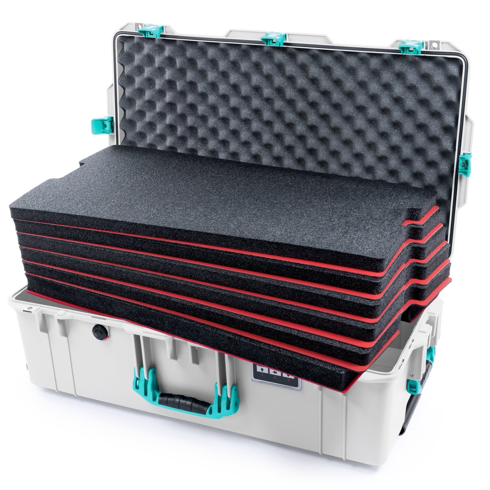 Pelican 1615 Air Case - Whiteout & Teal - DIY Tool Foam Kit / Convoluted Lid Foam