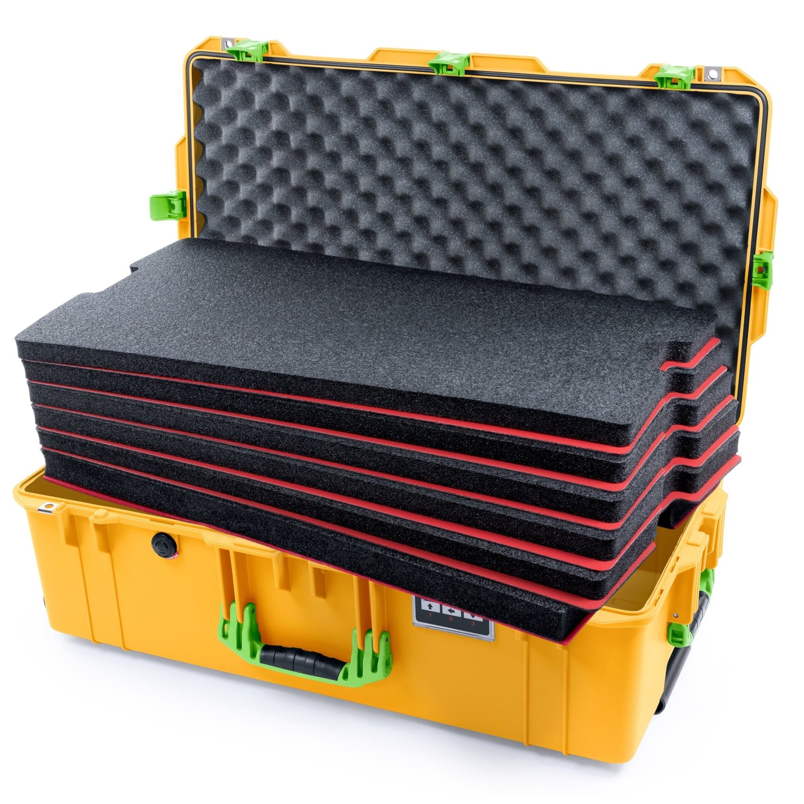 Pelican 1615 Air Case - Yellow & Lime Green - DIY Tool Foam Kit / Convoluted Lid Foam