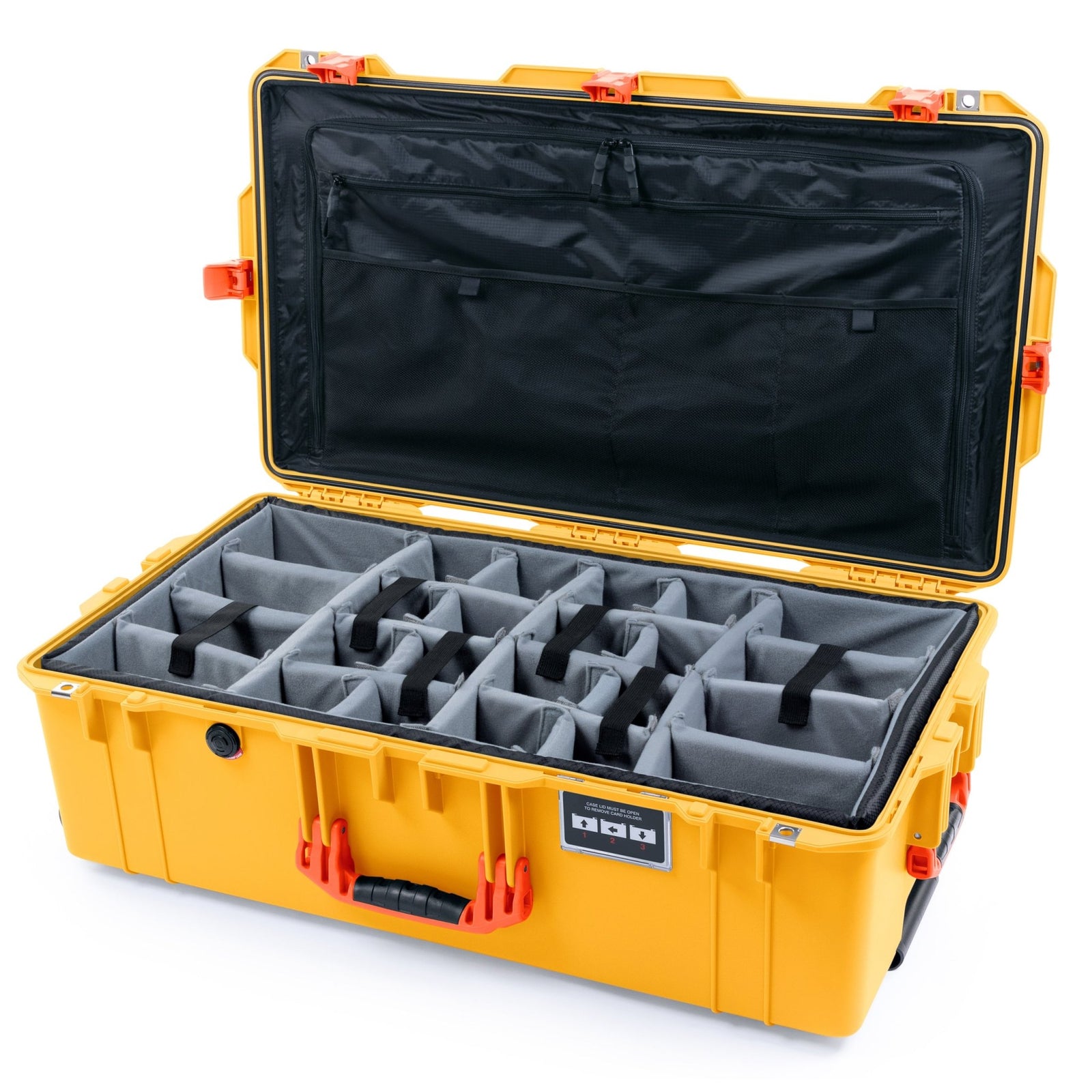 Pelican 1615 Air Case - Yellow & Orange - Padded Microfiber Dividers / TRVL Lid Organizer