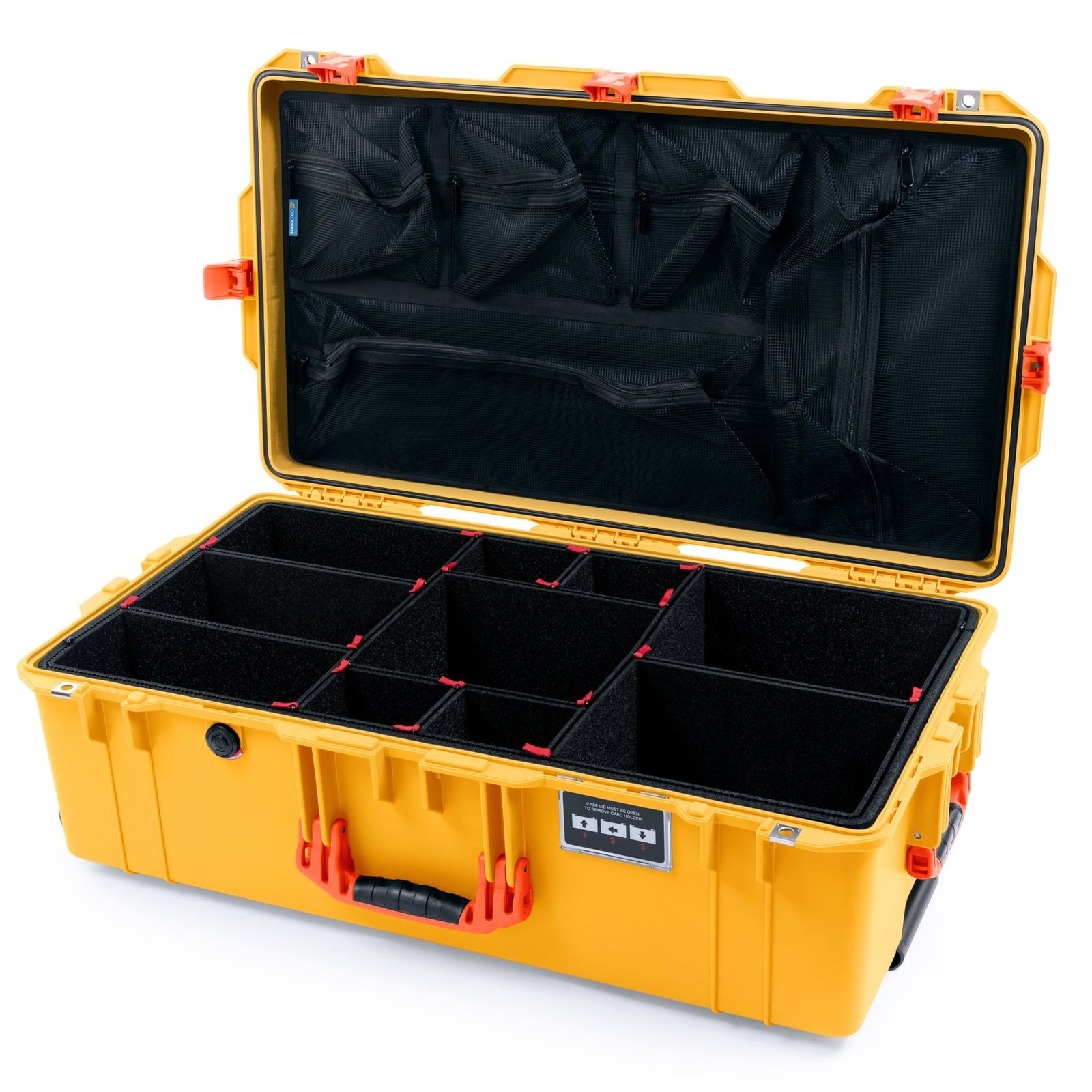 Pelican 1615 Air Case - Yellow & Orange Trolley - TrekPak Divider System / Mesh Lid Organizer