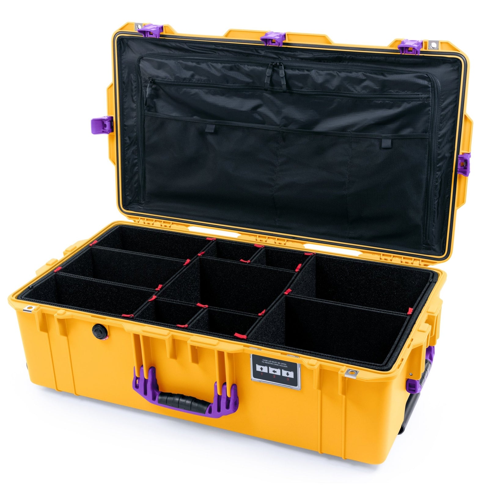 Pelican 1615 Air Case - Yellow & Purple - TrekPak Divider System / TRVL Lid Organizer