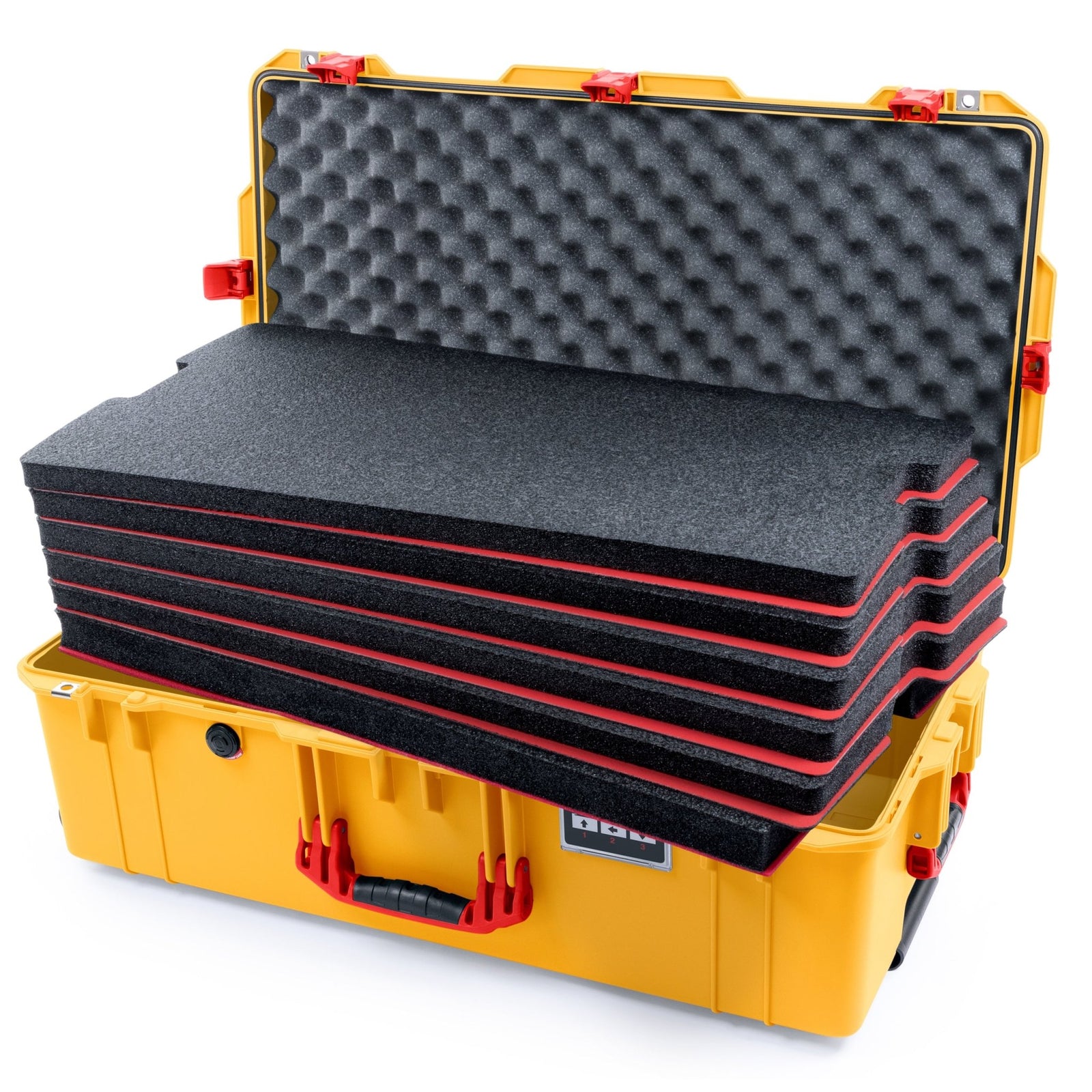 Pelican 1615 Air Case - Yellow & Red - DIY Tool Foam Kit / Convoluted Lid Foam