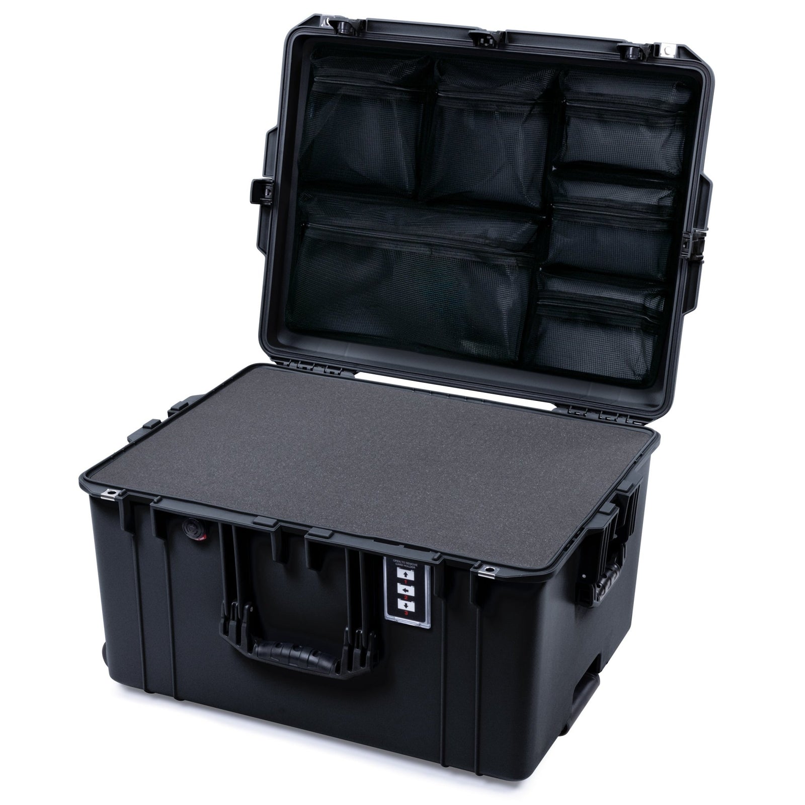 Pelican 1637 Air Case - Black & Black TSA Latches - Pick & Pluck Foam / Mesh Lid Organizer