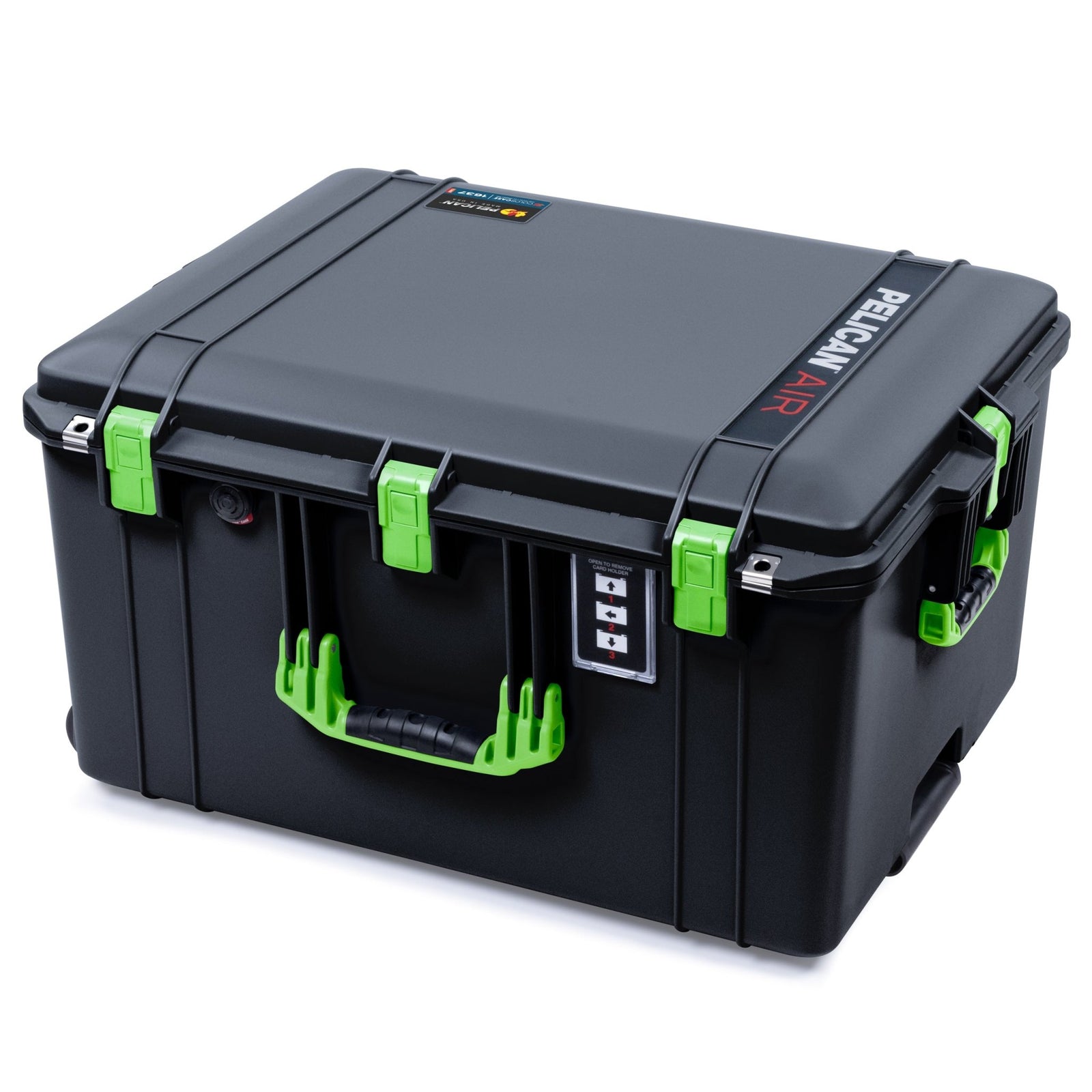 Pelican 1637 Air Case - Black & Lime Green Trolley - Empty (Case Only)