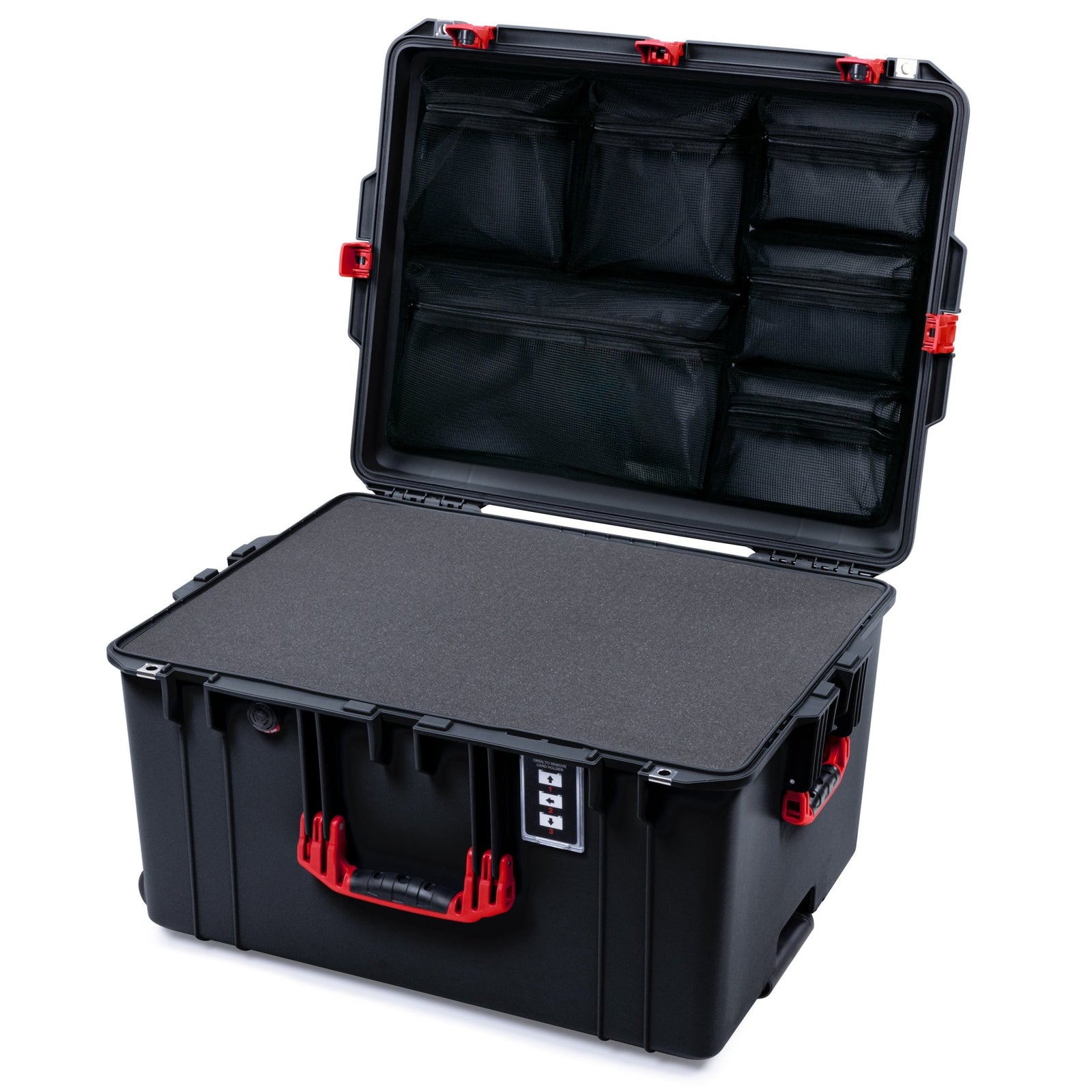 Pelican 1637 Air Case - Black & Red TSA Latches - Pick & Pluck Foam / Mesh Lid Organizer