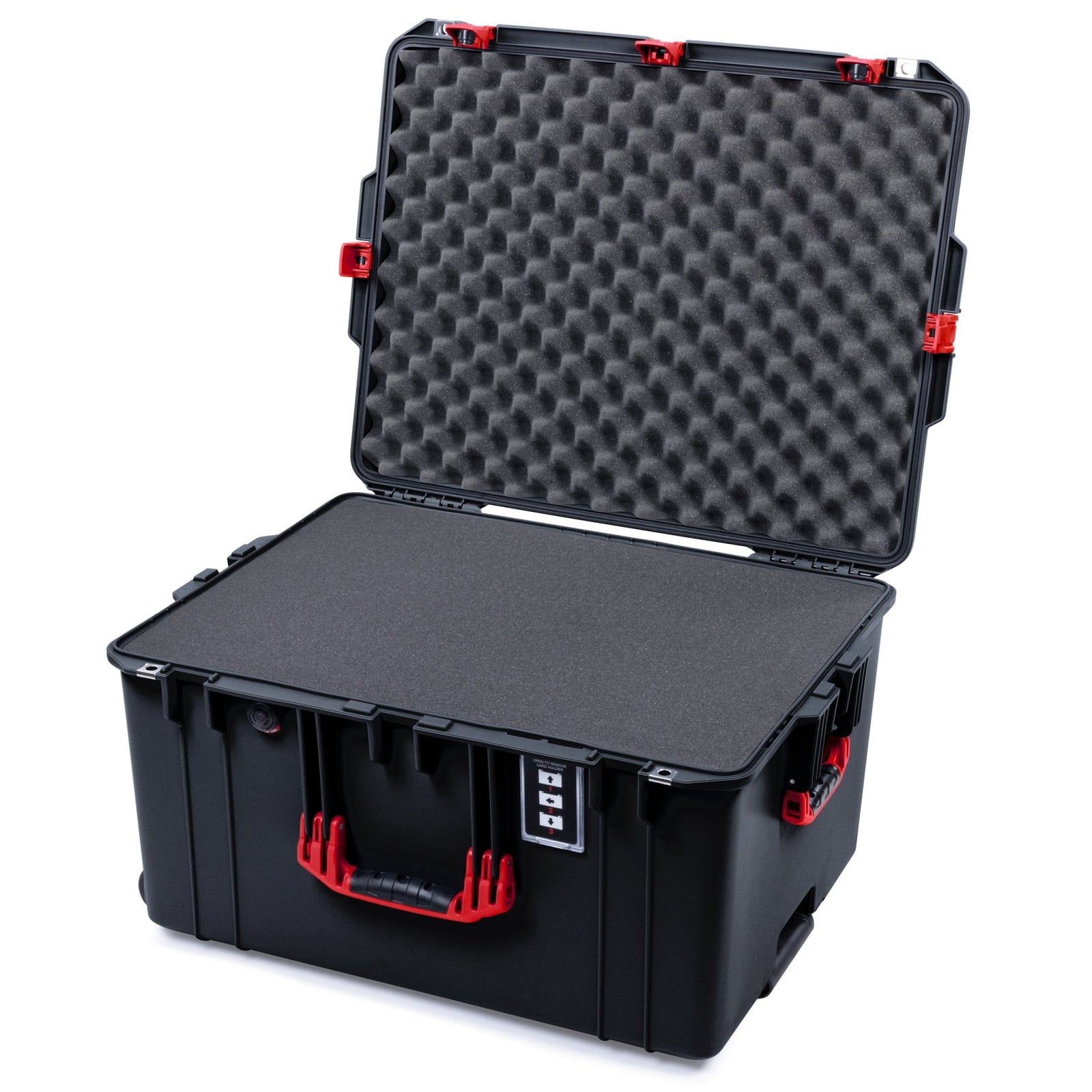 Pelican 1637 Air Case - Black & Red TSA Latches + Trolley - Pick & Pluck Foam / Convolute Lid Foam