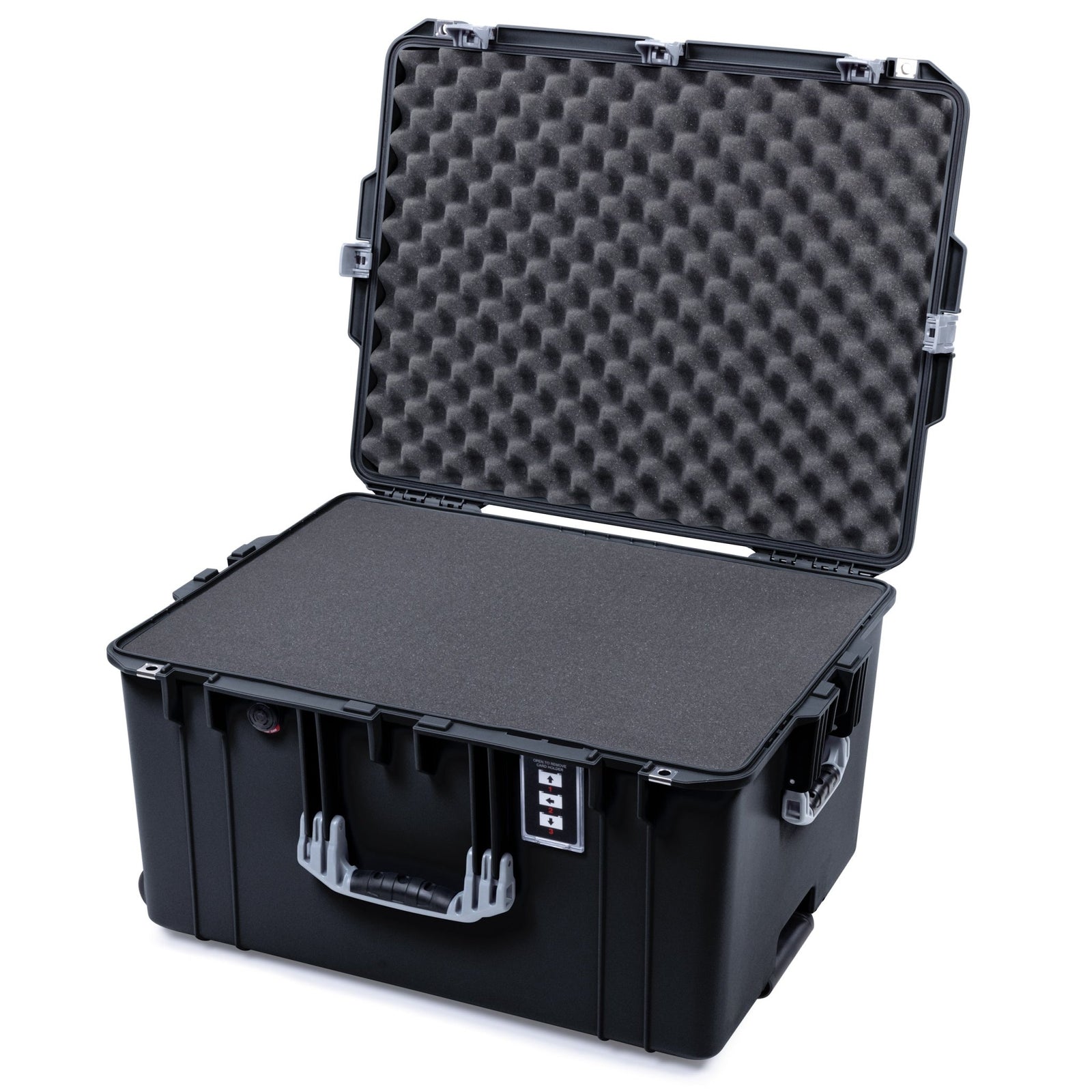 Pelican 1637 Air Case - Black & Silver Trolley - Pick & Pluck Foam / Convolute Lid Foam