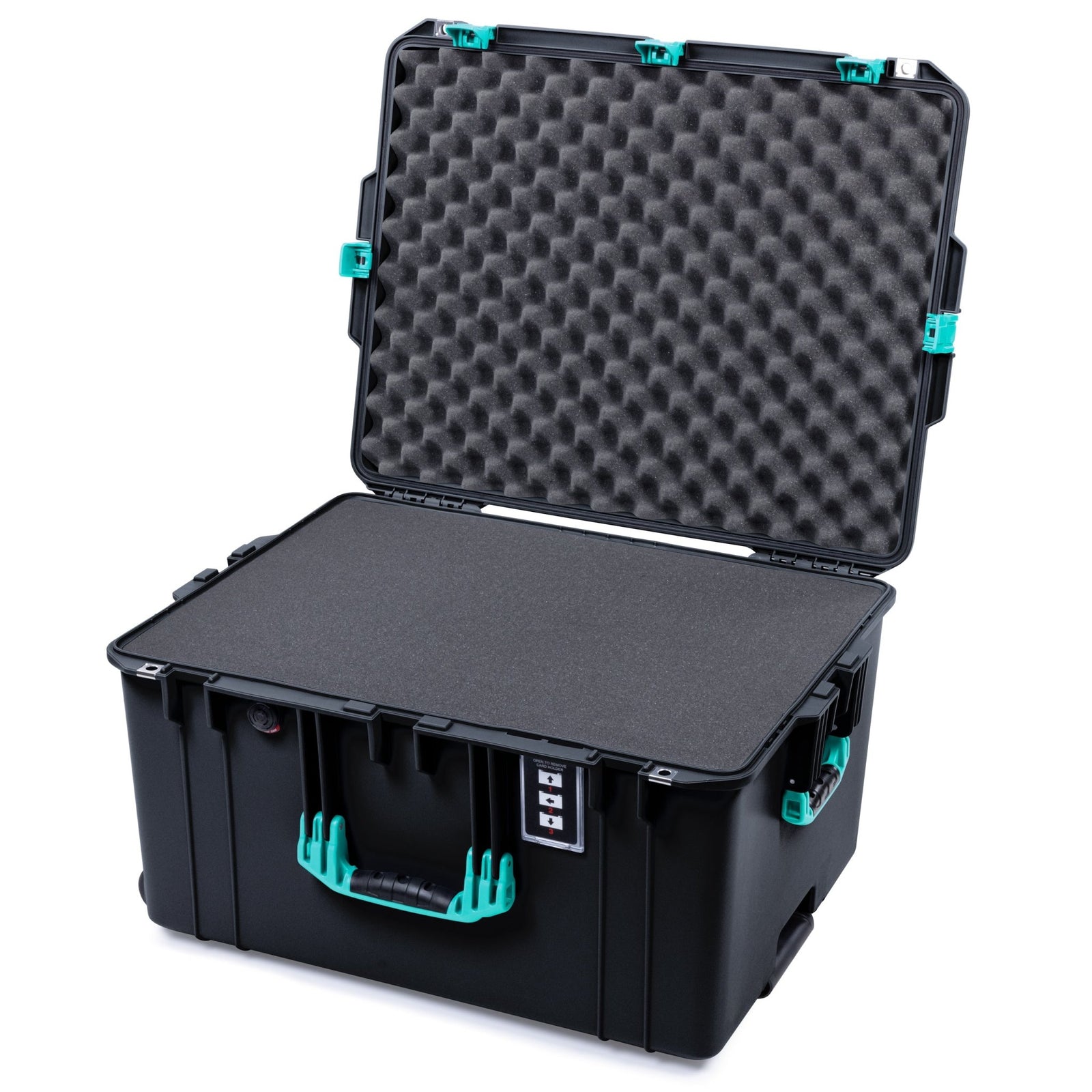 Pelican 1637 Air Case - Black & Teal Trolley - Pick & Pluck Foam / Convolute Lid Foam