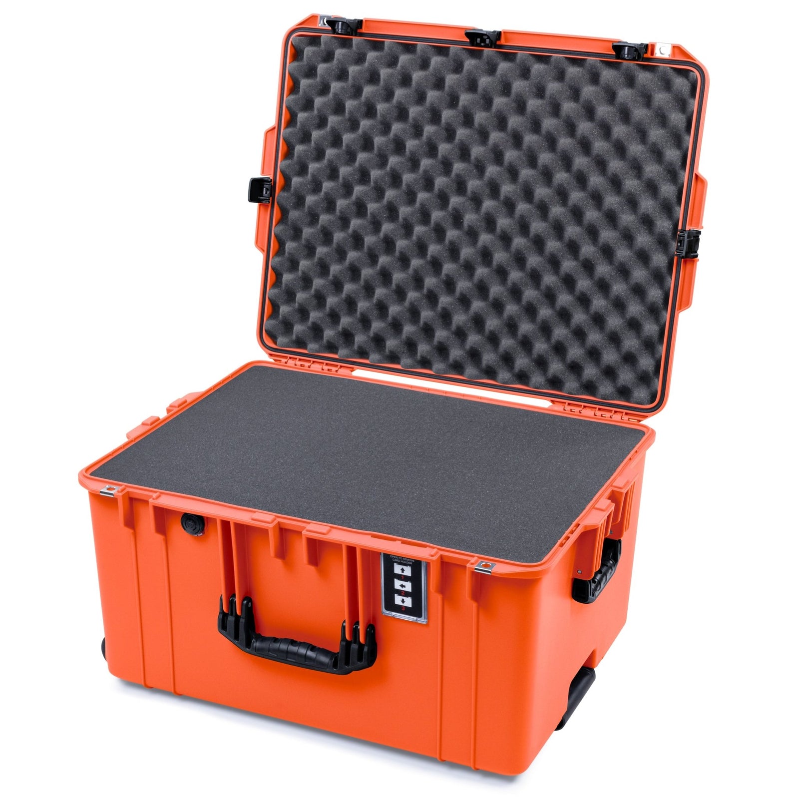 Pelican 1637 Air Case - Orange & Black TSA Latches + Trolley - Pick & Pluck Foam / Convolute Lid Foam