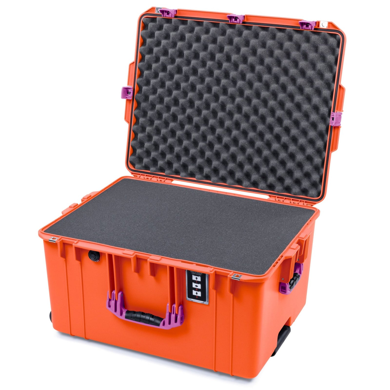 Pelican 1637 Air Case - Orange & Magenta Trolley - Pick & Pluck Foam / Convolute Lid Foam
