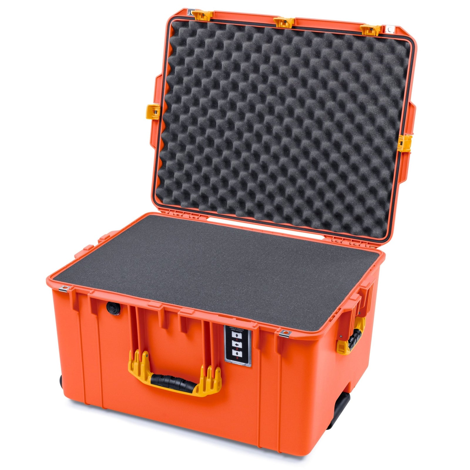 Pelican 1637 Air Case - Orange & Yellow Trolley - Pick & Pluck Foam / Convolute Lid Foam