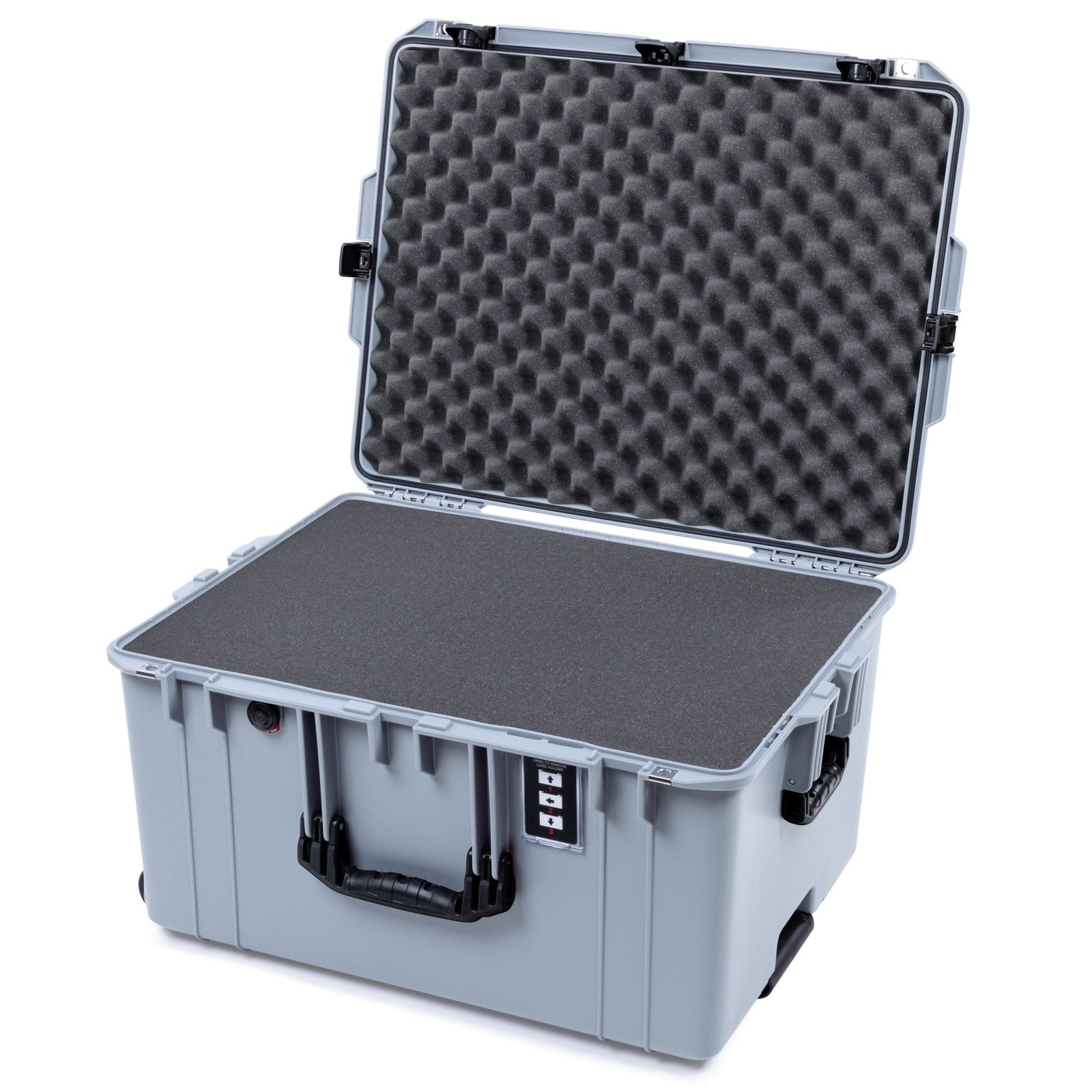 Pelican 1637 Air Case - Silver & Black TSA Latches + Trolley - Pick & Pluck Foam / Convolute Lid Foam