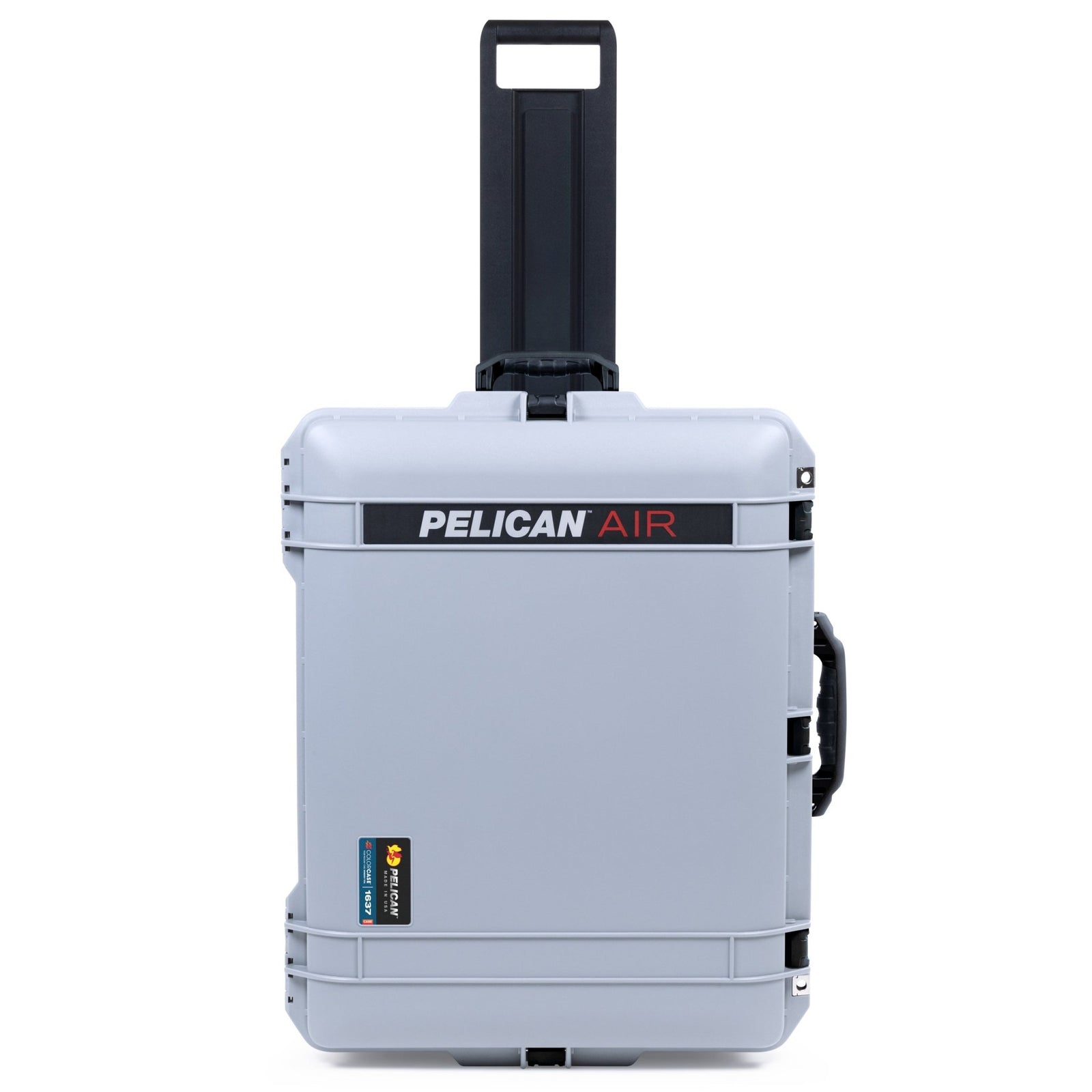 Pelican 1637 Air Case - Silver & Black TSA Latches + Trolley - Empty (Case Only)