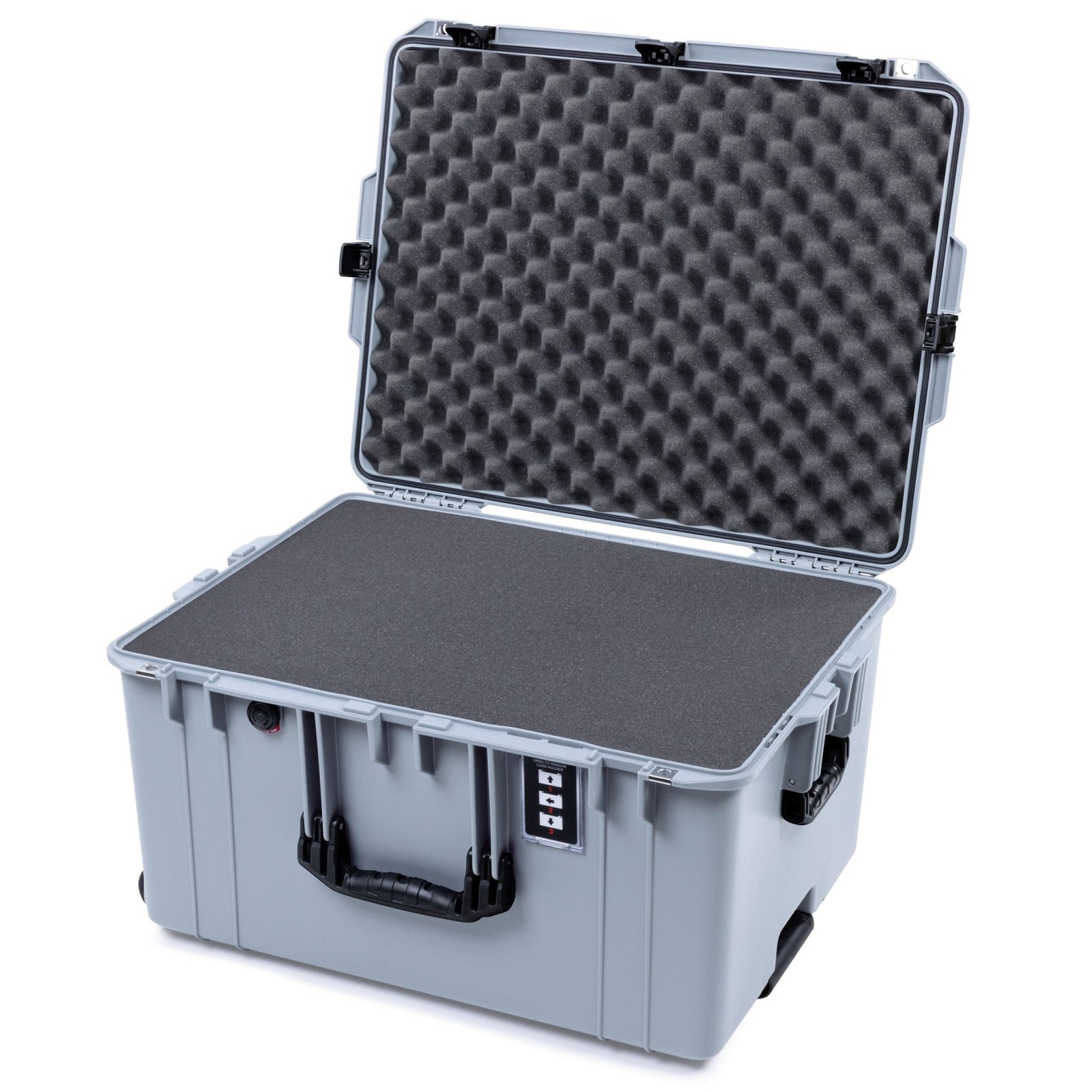 Pelican 1637 Air Case - Silver & Black Trolley - Pick & Pluck Foam / Convolute Lid Foam