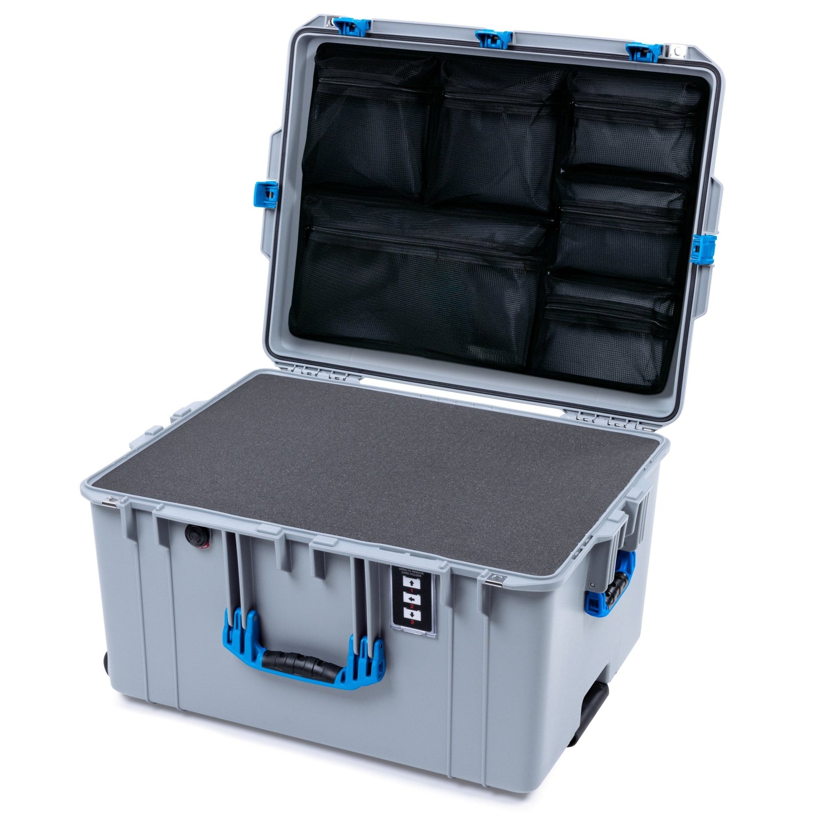 Pelican 1637 Air Case - Silver & Blue - Pick & Pluck Foam / Mesh Lid Organizer