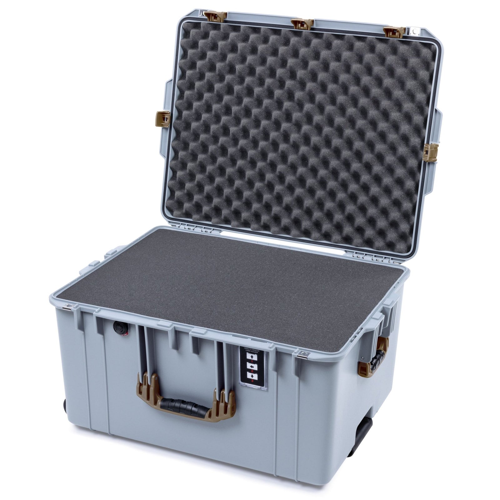 Pelican 1637 Air Case - Silver & Dark Desert Dirt Trolley - Pick & Pluck Foam / Convolute Lid Foam