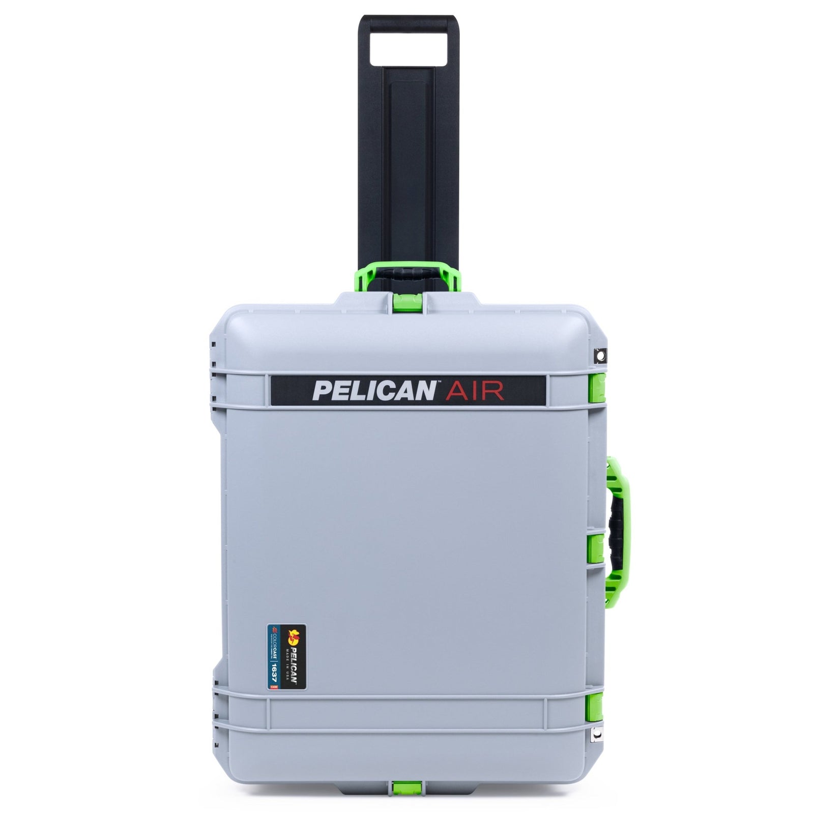 Pelican 1637 Air Case - Silver & Lime Green Trolley - Empty (Case Only)