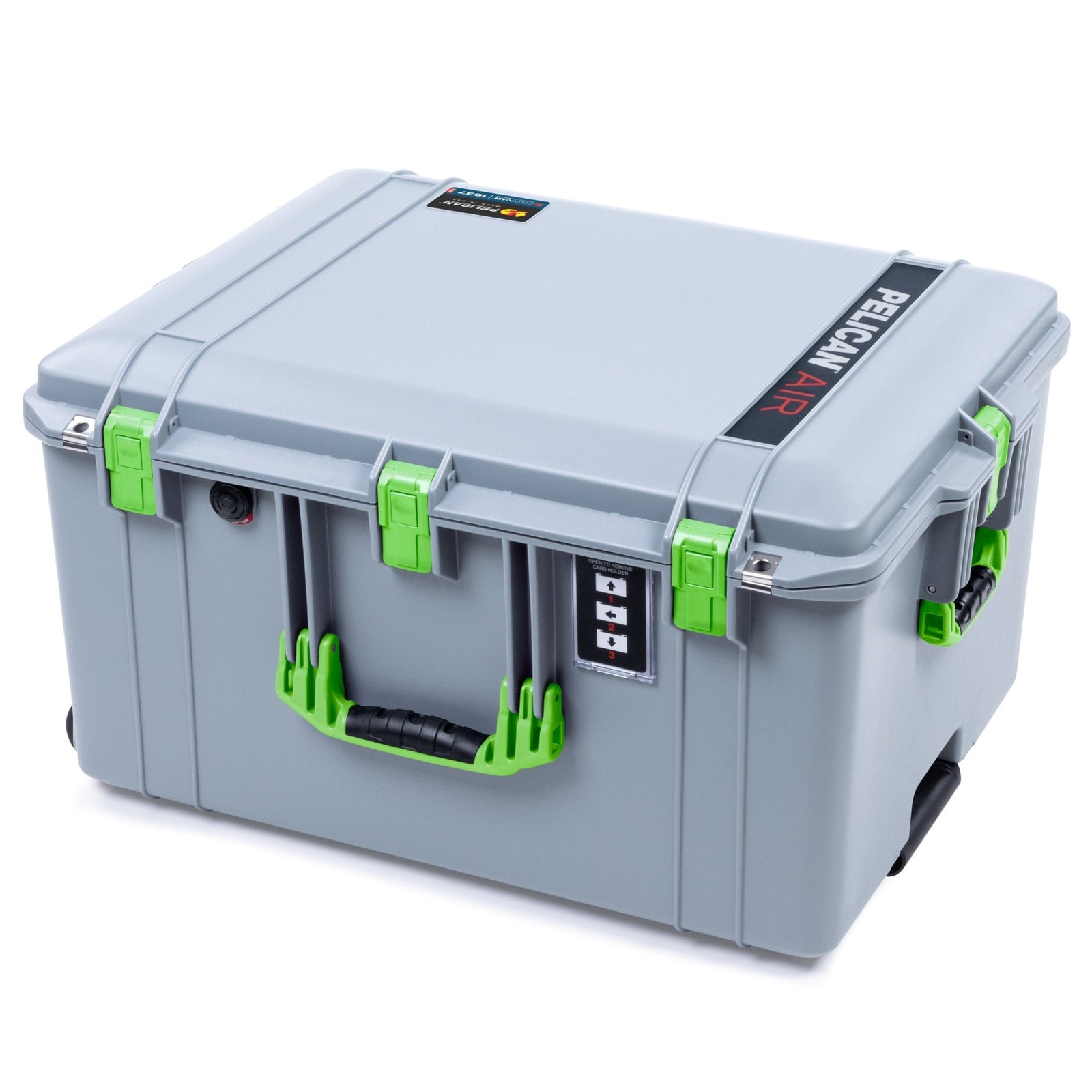 Pelican 1637 Air Case - Silver & Lime Green Trolley - Empty (Case Only)