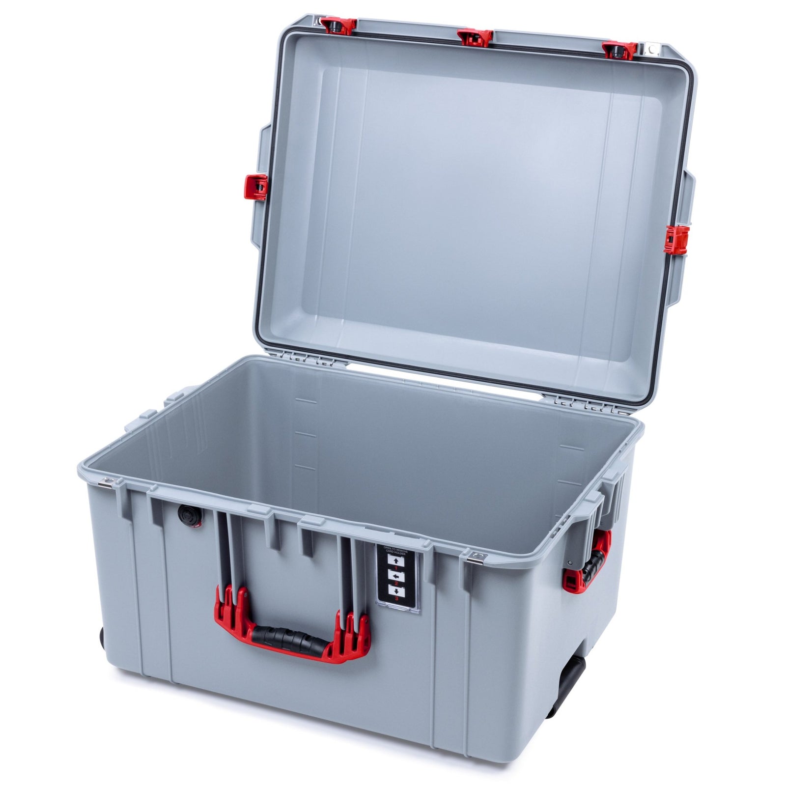 Pelican 1637 Air Case - Silver & Red TSA Latches + Trolley - Empty (Case Only)