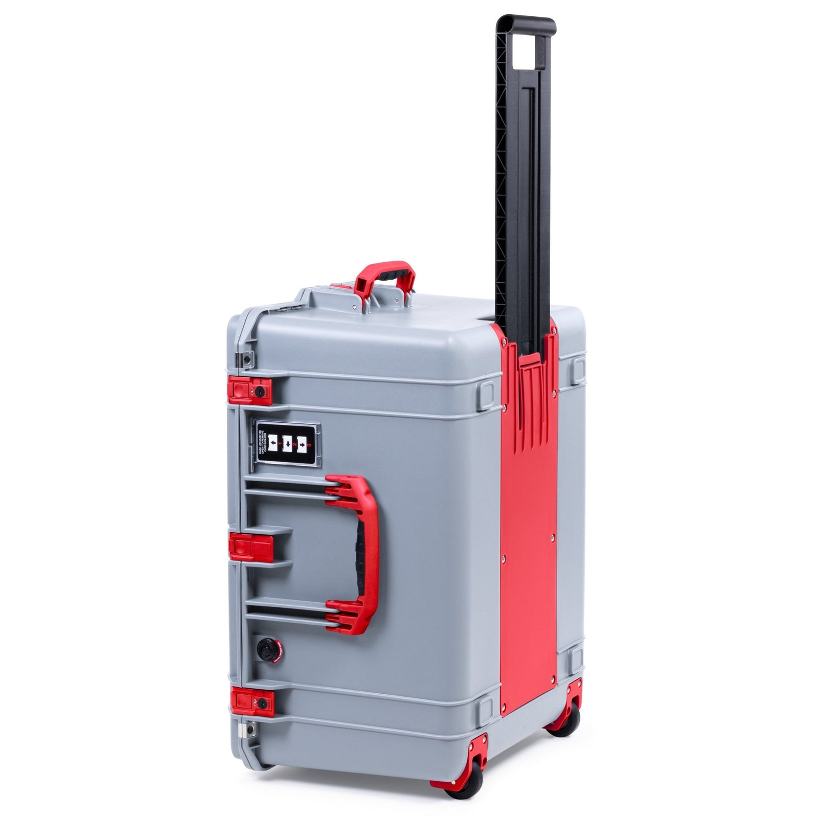 Pelican 1637 Air Case - Silver & Red TSA Latches + Trolley - Empty (Case Only)