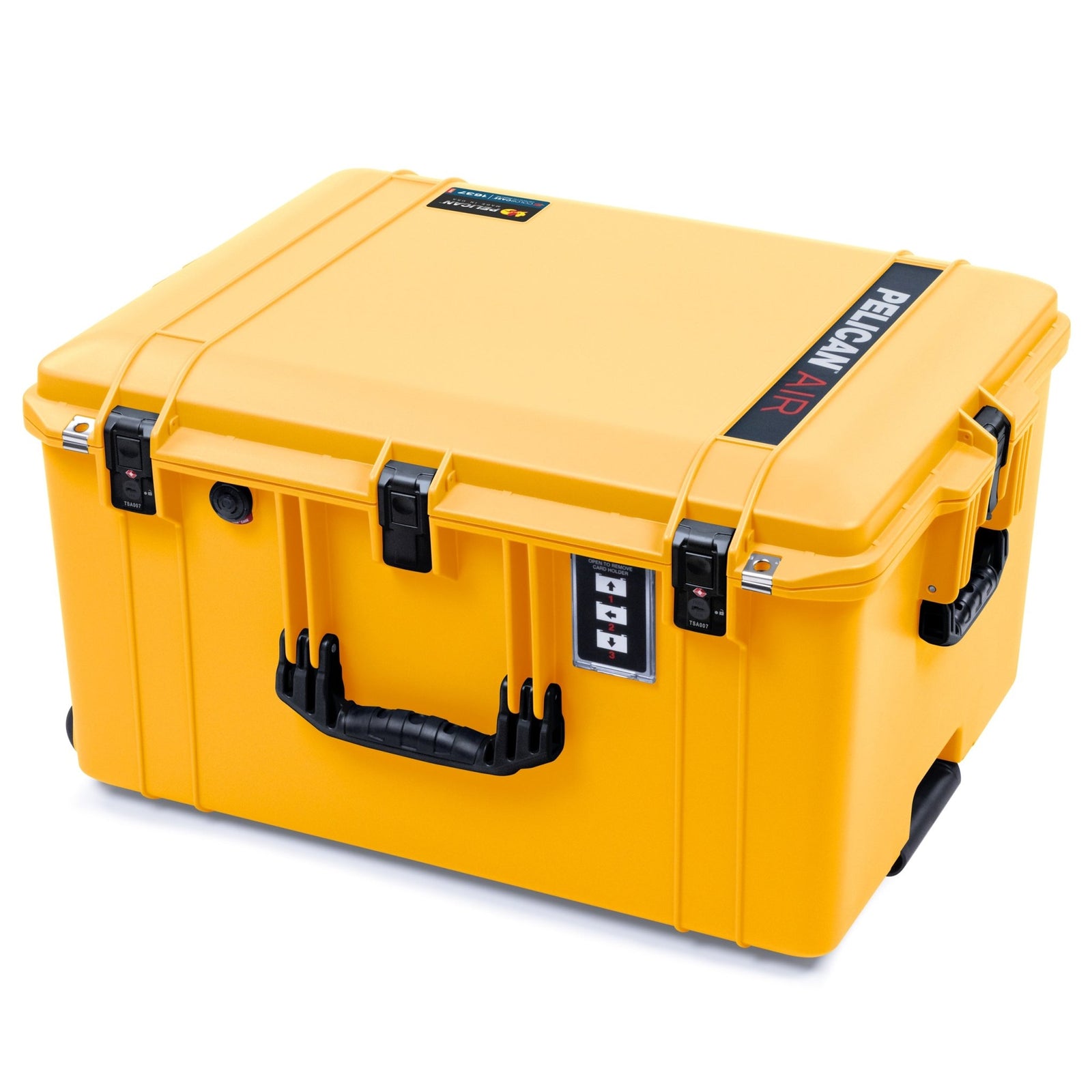 Pelican 1637 Air Case - Yellow & Black TSA Latches + Trolley - Empty (Case Only)