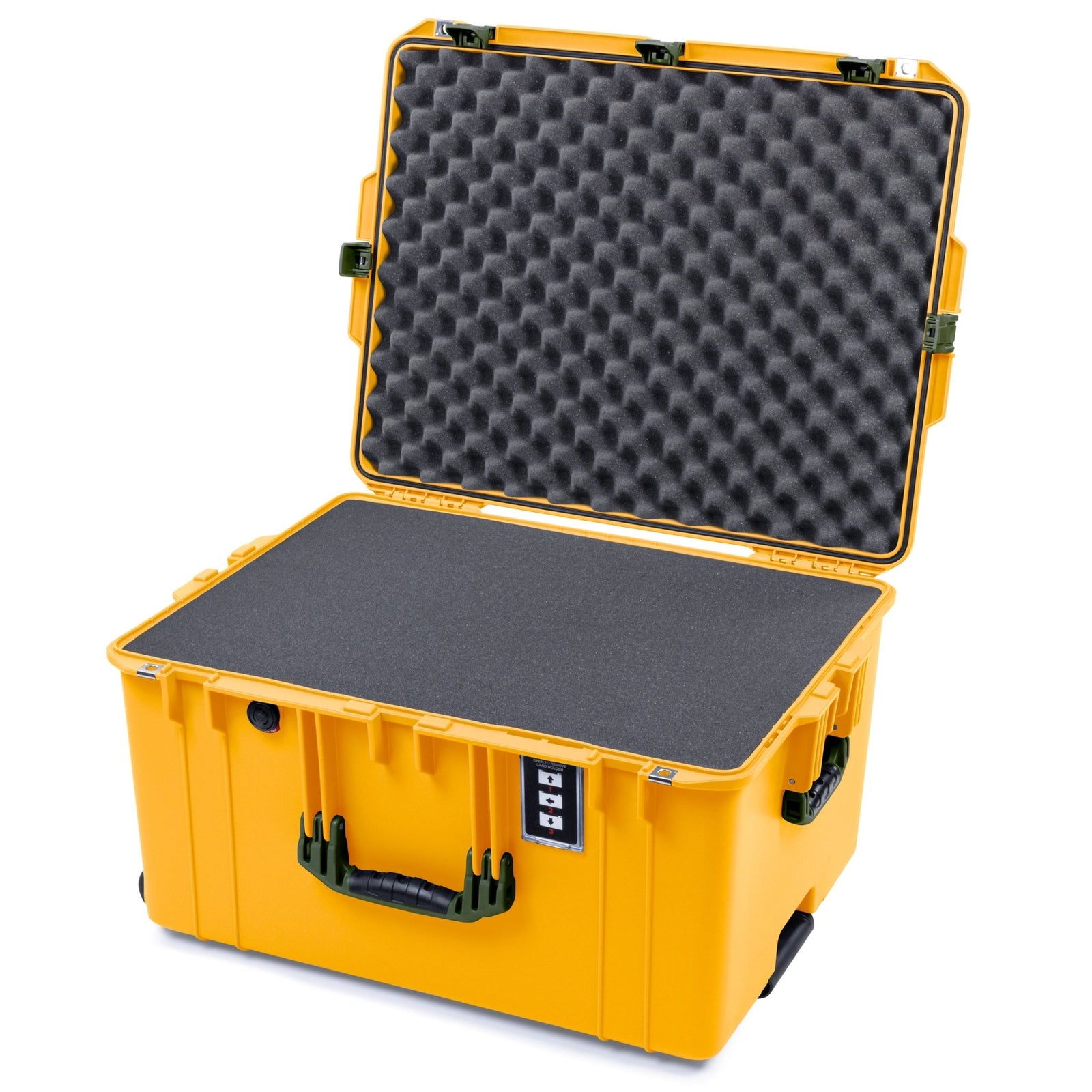 Pelican 1637 Air Case - Yellow & OD Green - Pick & Pluck Foam / Convolute Lid Foam