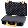 Pelican 1170 Case, Black with Yellow Handle & Latches Pick & Pluck Foam with Convolute Lid Foam ColorCase 011700-0001-110-240