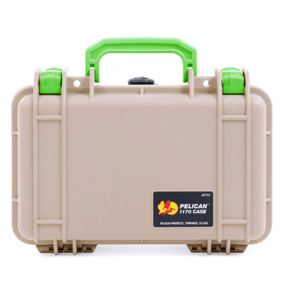 Pelican 1170 Case, Desert Tan with Lime Green Handle & Latches ColorCase